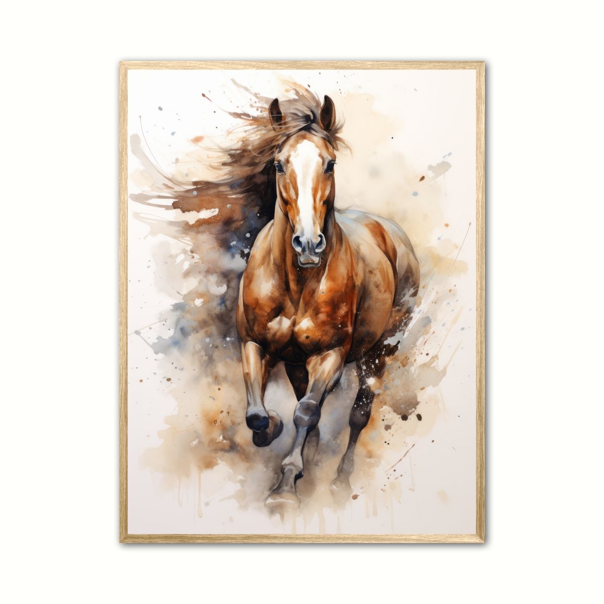 Plakat med Hest Plakat 3 - Vandfarve Effekt 21 x 29,7 cm (A4)