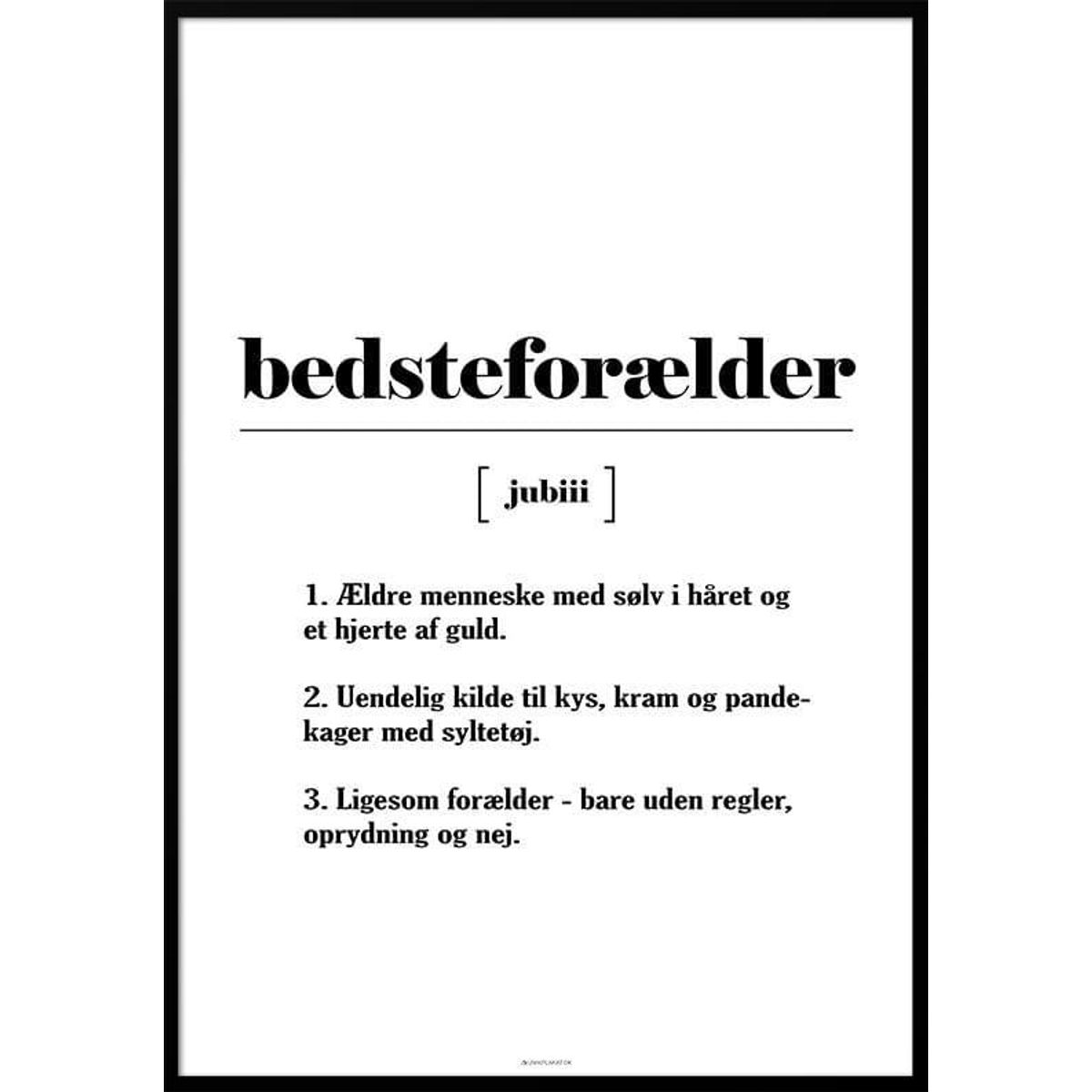 Plakat med kærlig bedsteforælder-definition