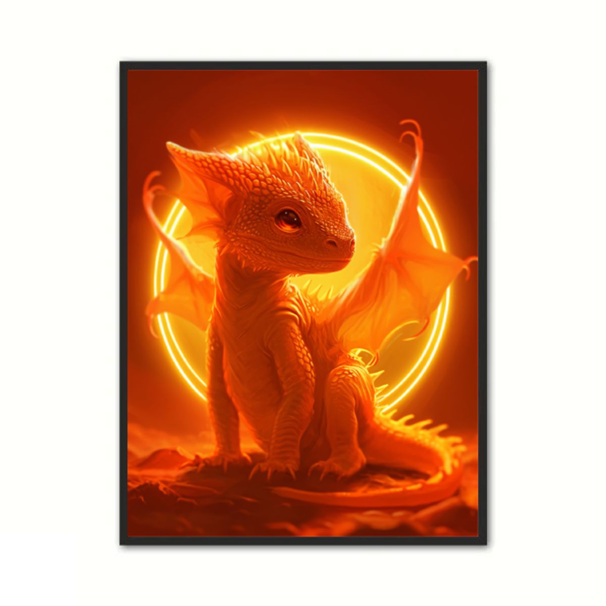 Plakat med Orange Baby Drage Plakat 2 21 x 29,7 cm (A4)