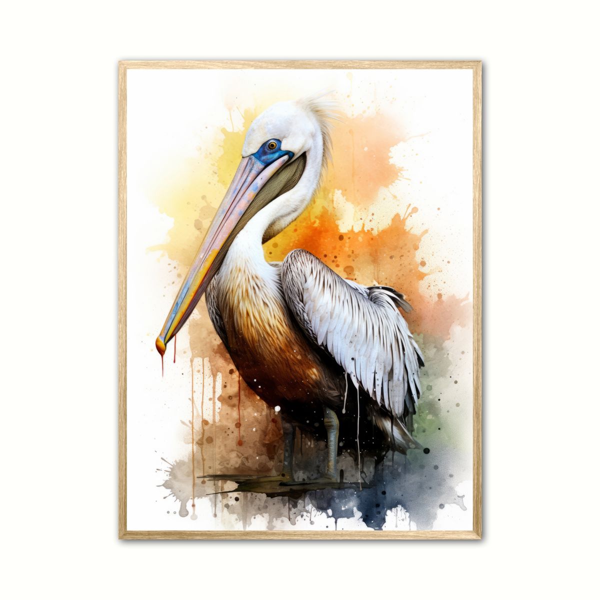 Plakat med Pelikan Plakat 4 - Vandfarve Effekt 50 x 70 cm (B2)