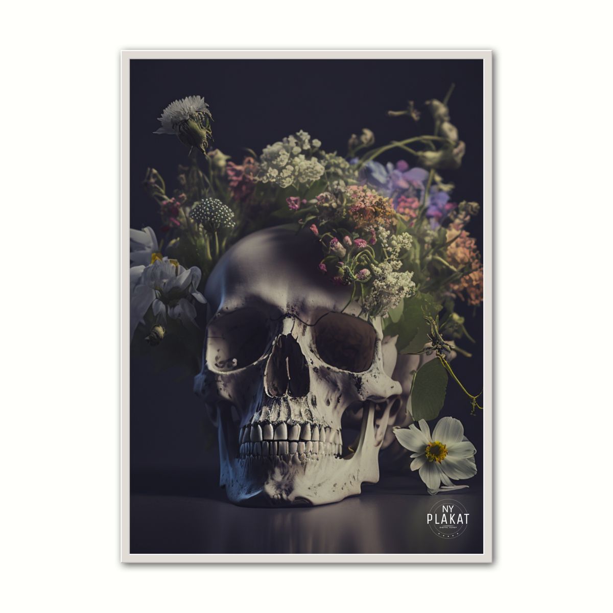 Plakat med Skull With Flowers No. 3 50 x 70 cm (B2)