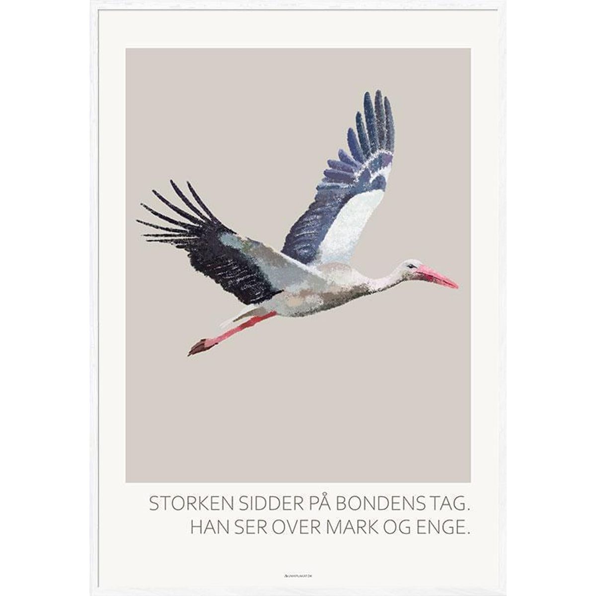 Plakat med stork - trækulstegning af Danmarks sjældne gæst