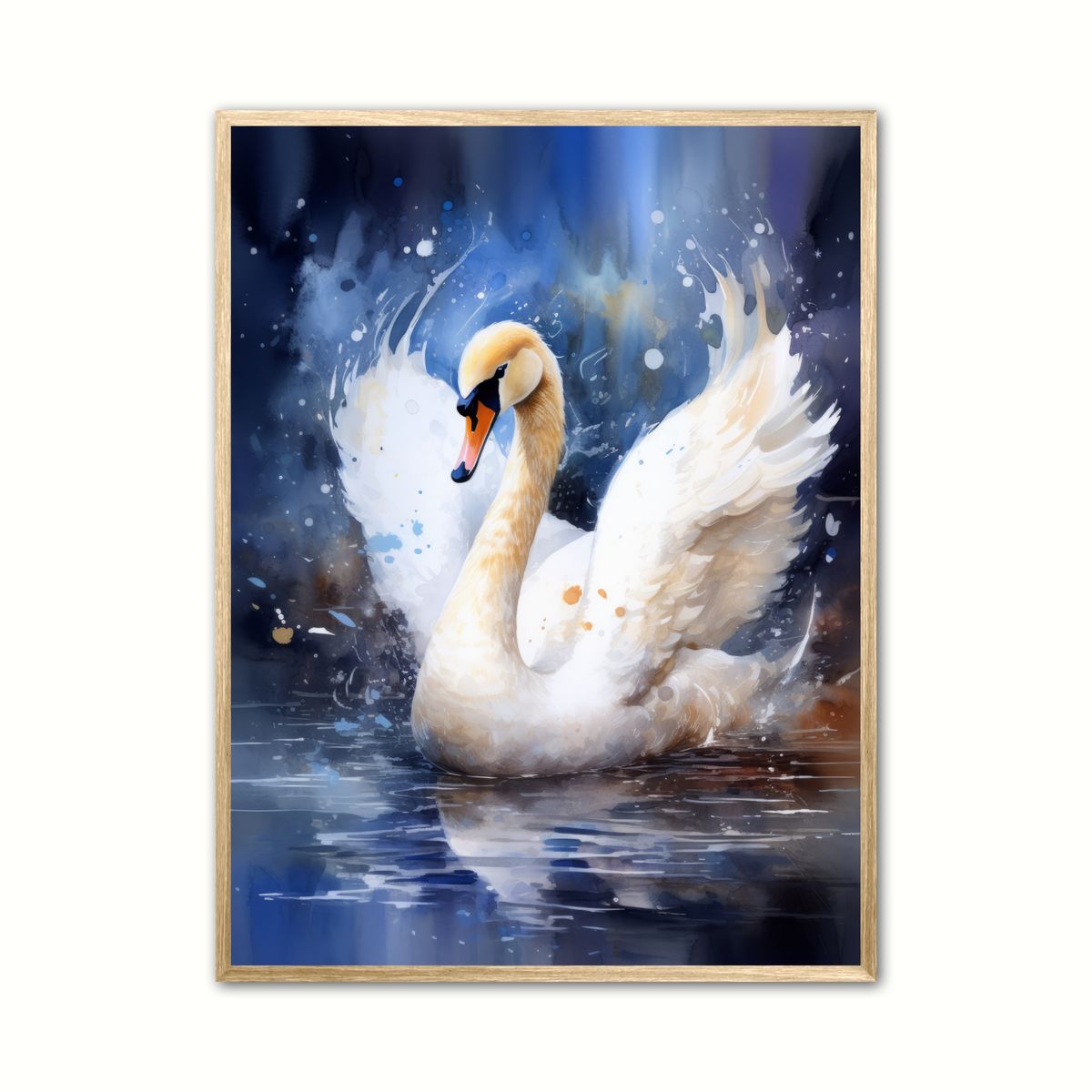 Plakat med Svane Plakat 1 - Vandfarve Effekt 50 x 70 cm (B2)