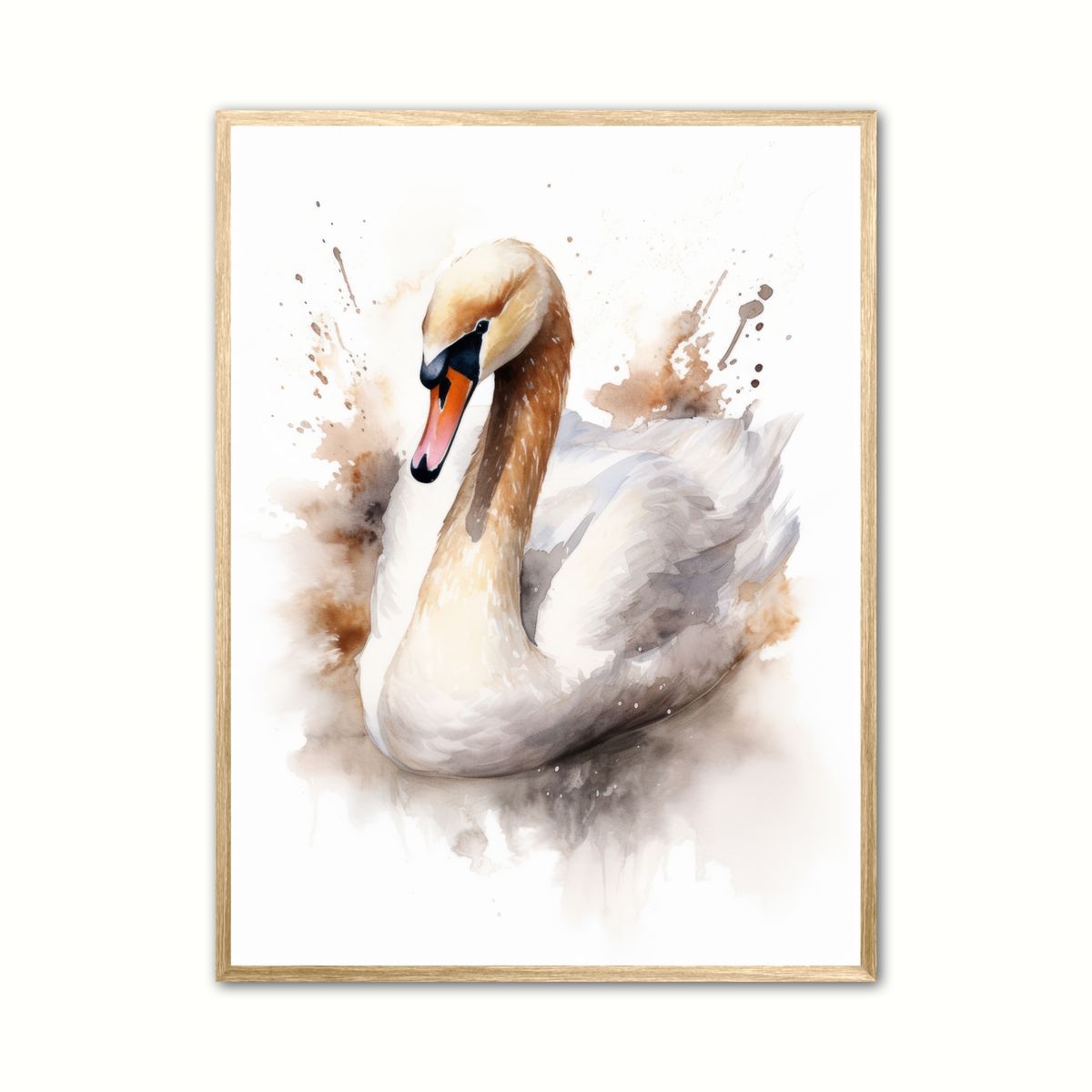 Plakat med Svane Plakat 4 - Vandfarve Effekt 50 x 70 cm (B2)