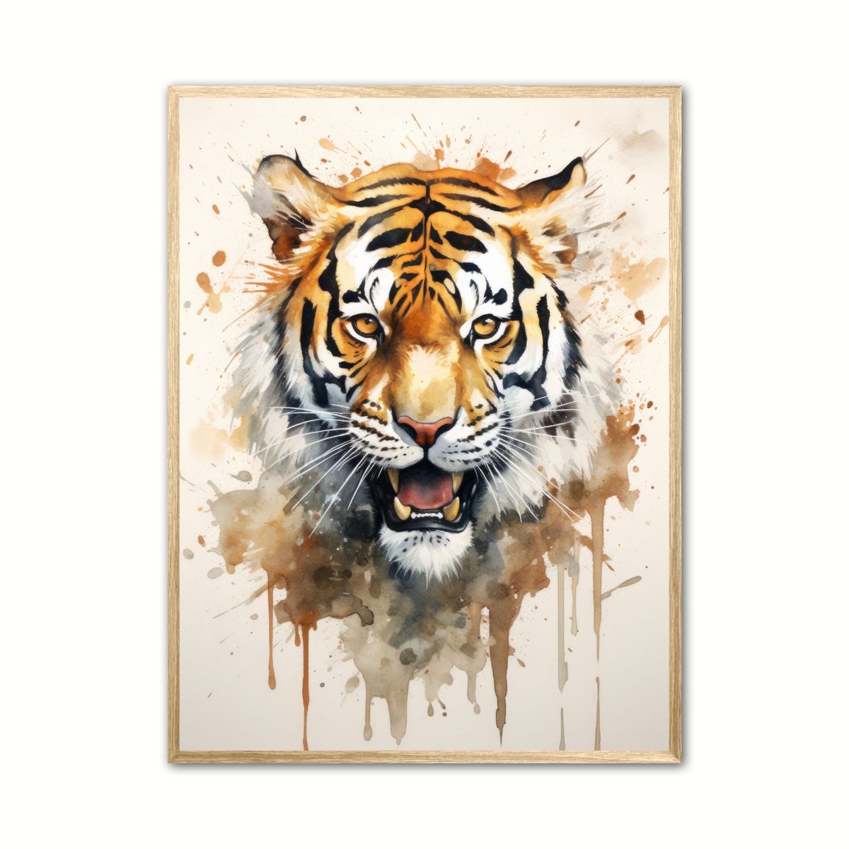 Plakat med Tiger Plakat 10 - Vandfarve Effekt 50 x 70 cm (B2)