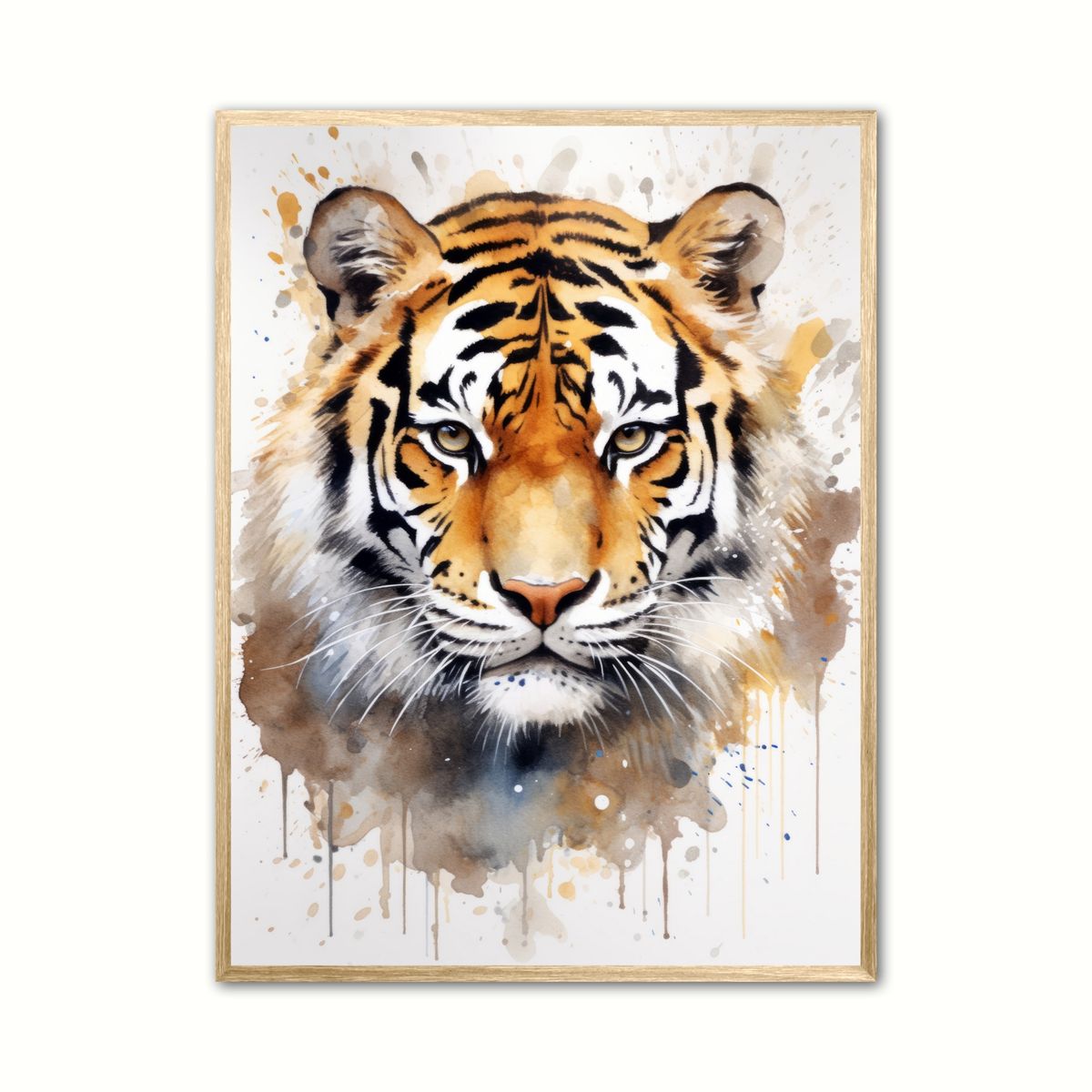 Plakat med Tiger Plakat 11 - Vandfarve Effekt 30 x 40 cm