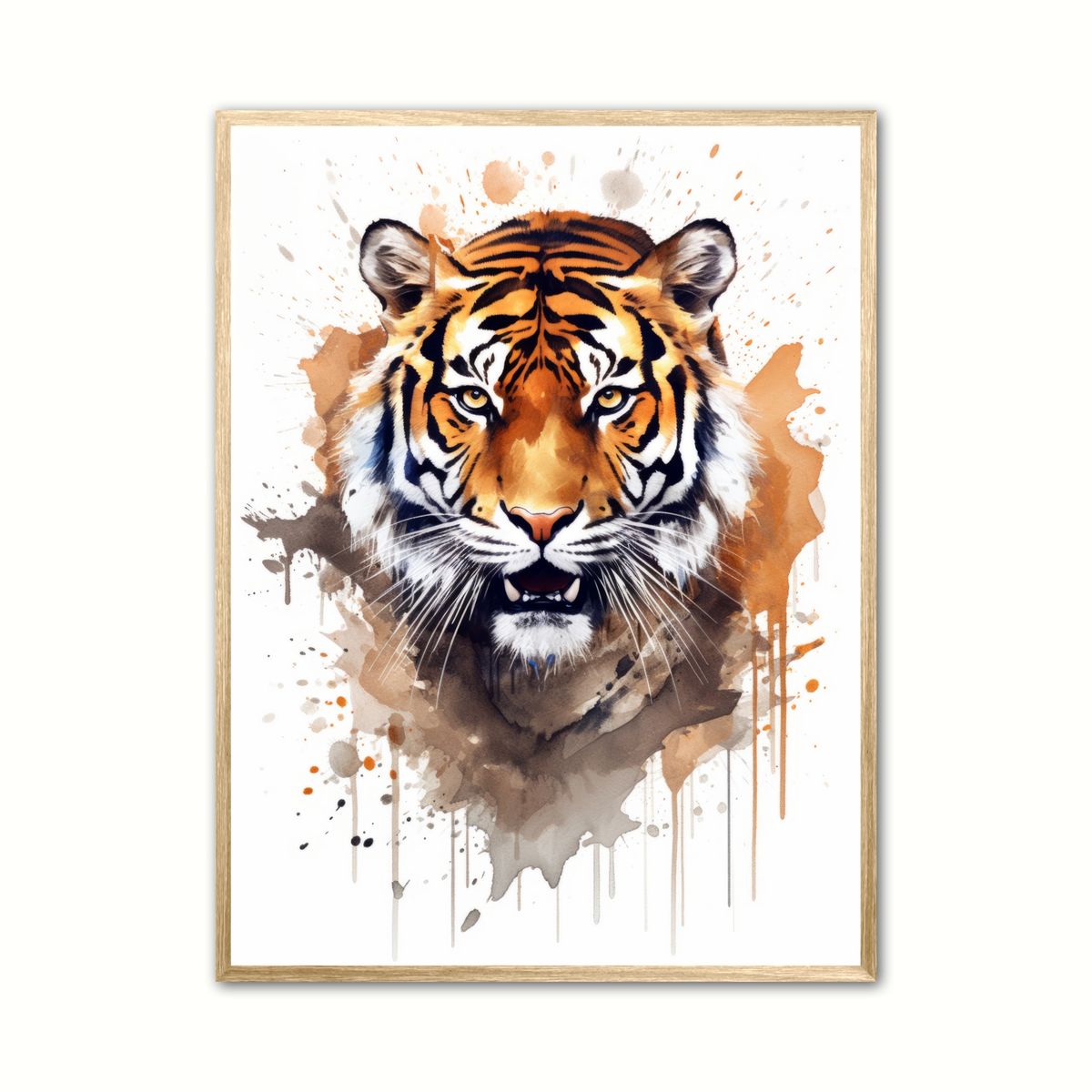 Plakat med Tiger Plakat 8 - Vandfarve Effekt 30 x 40 cm