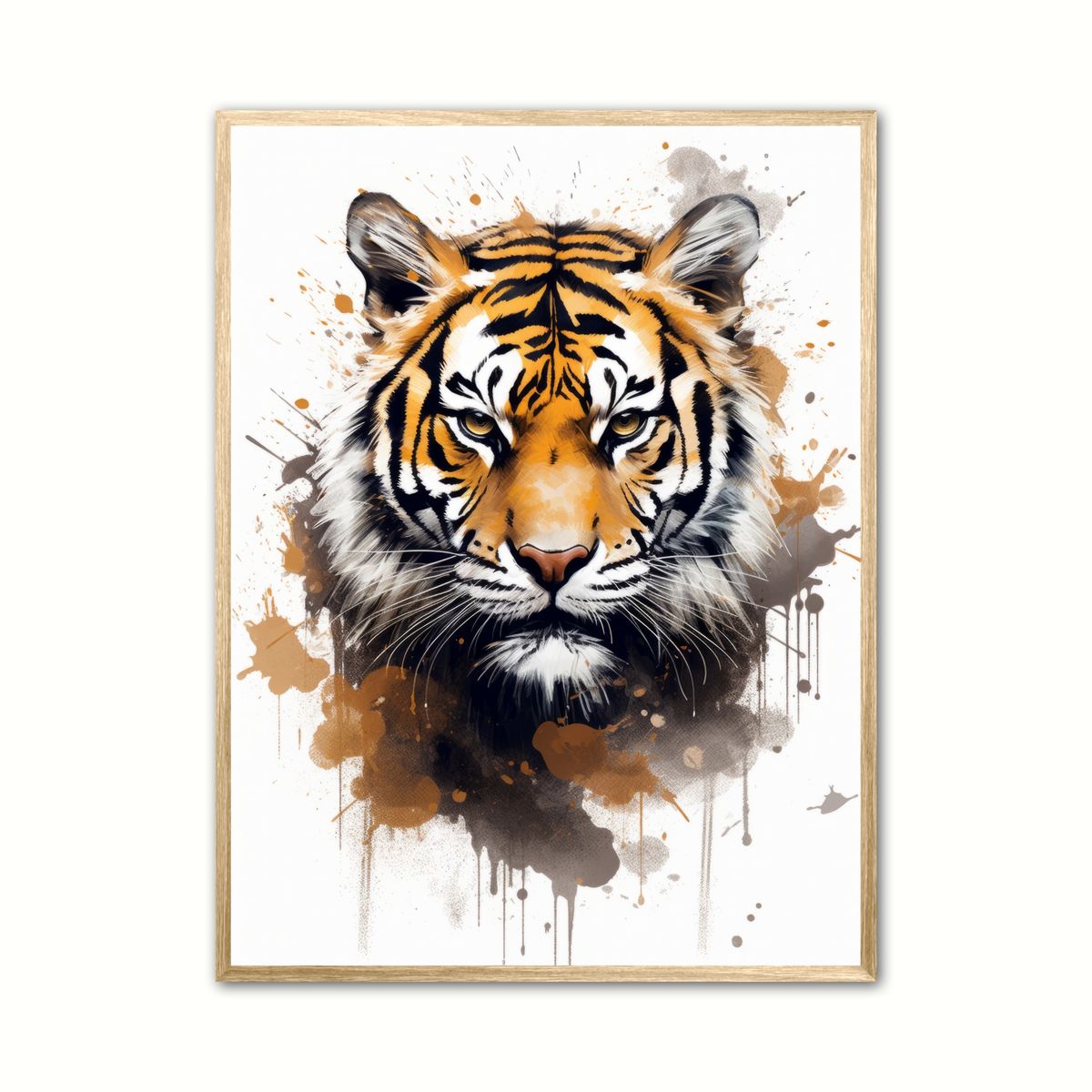 Plakat med Tiger Plakat 9 - Vandfarve Effekt 21 x 29,7 cm (A4)