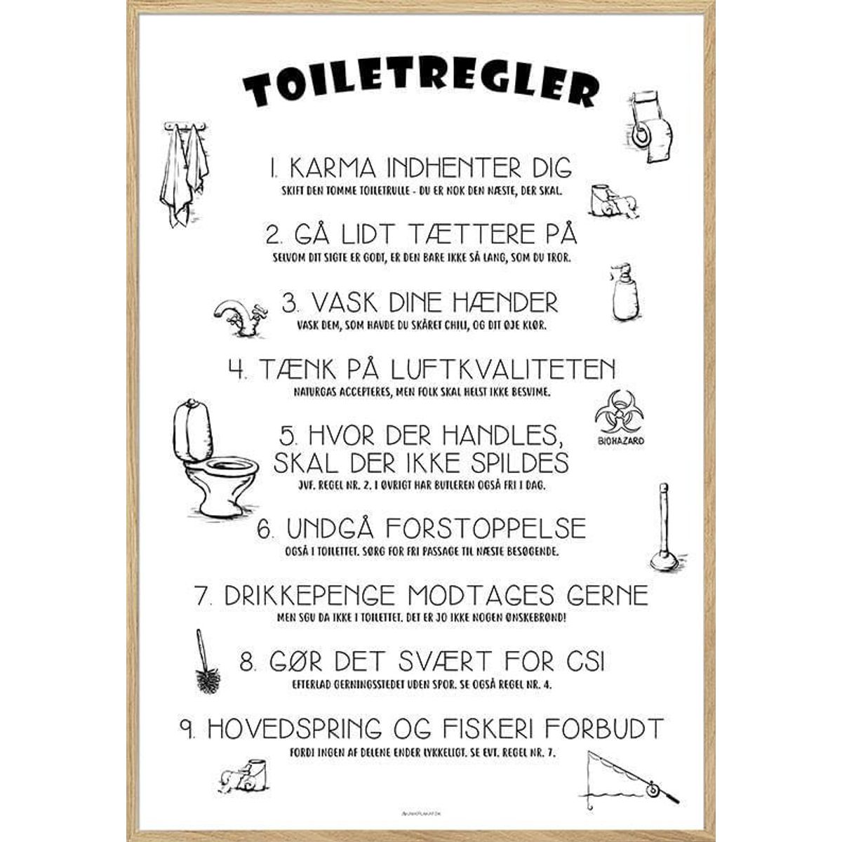 Plakat med toiletregler