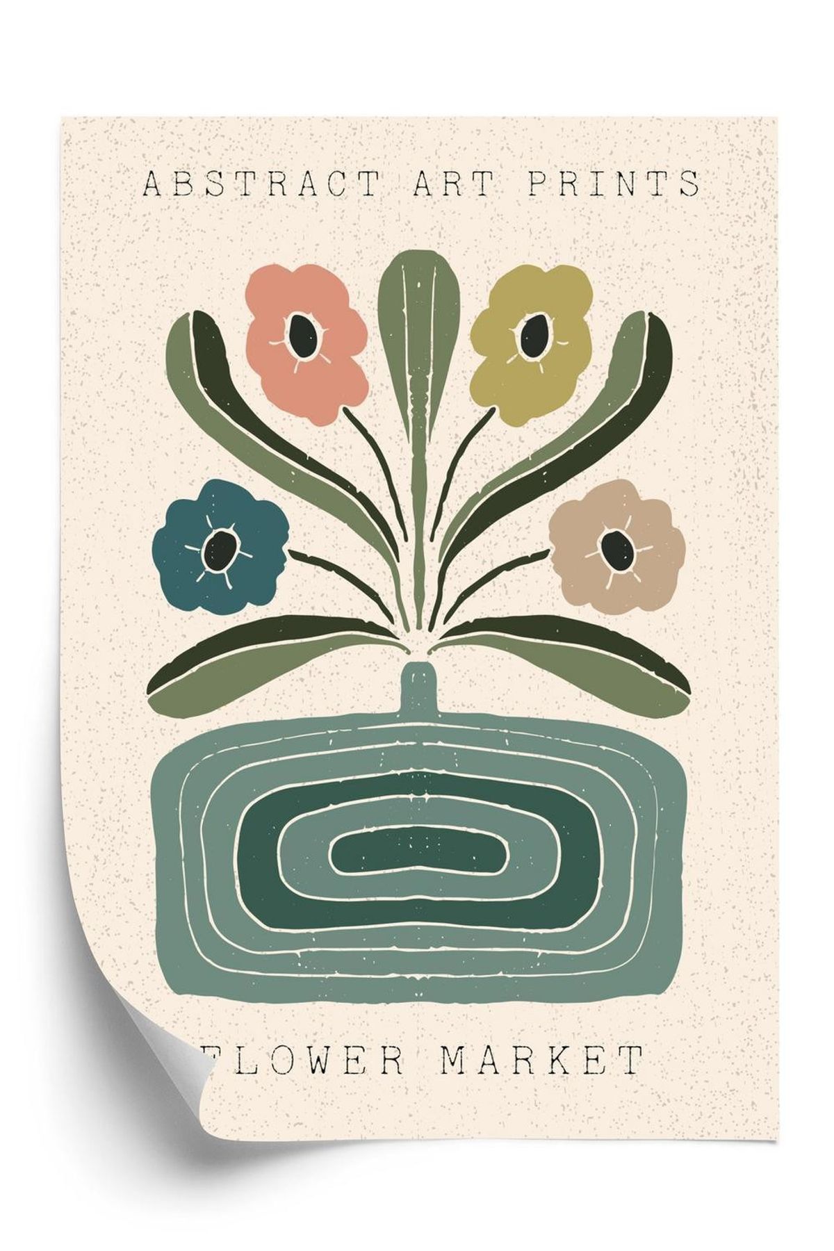 Plakat - Moderne illustration med en vase med blomster