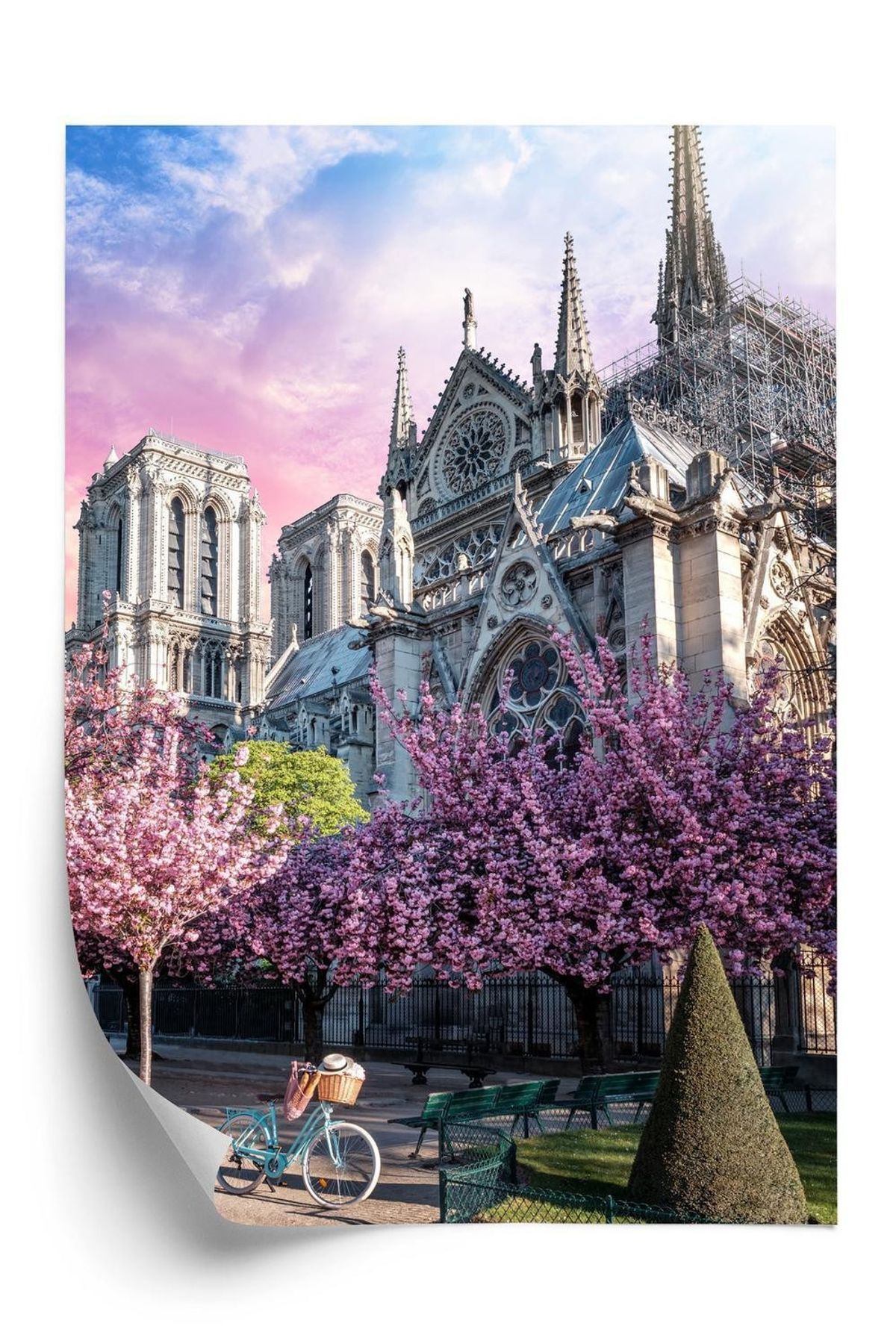 Plakat - Notre dame de paris-Katedralen ved solopgang og