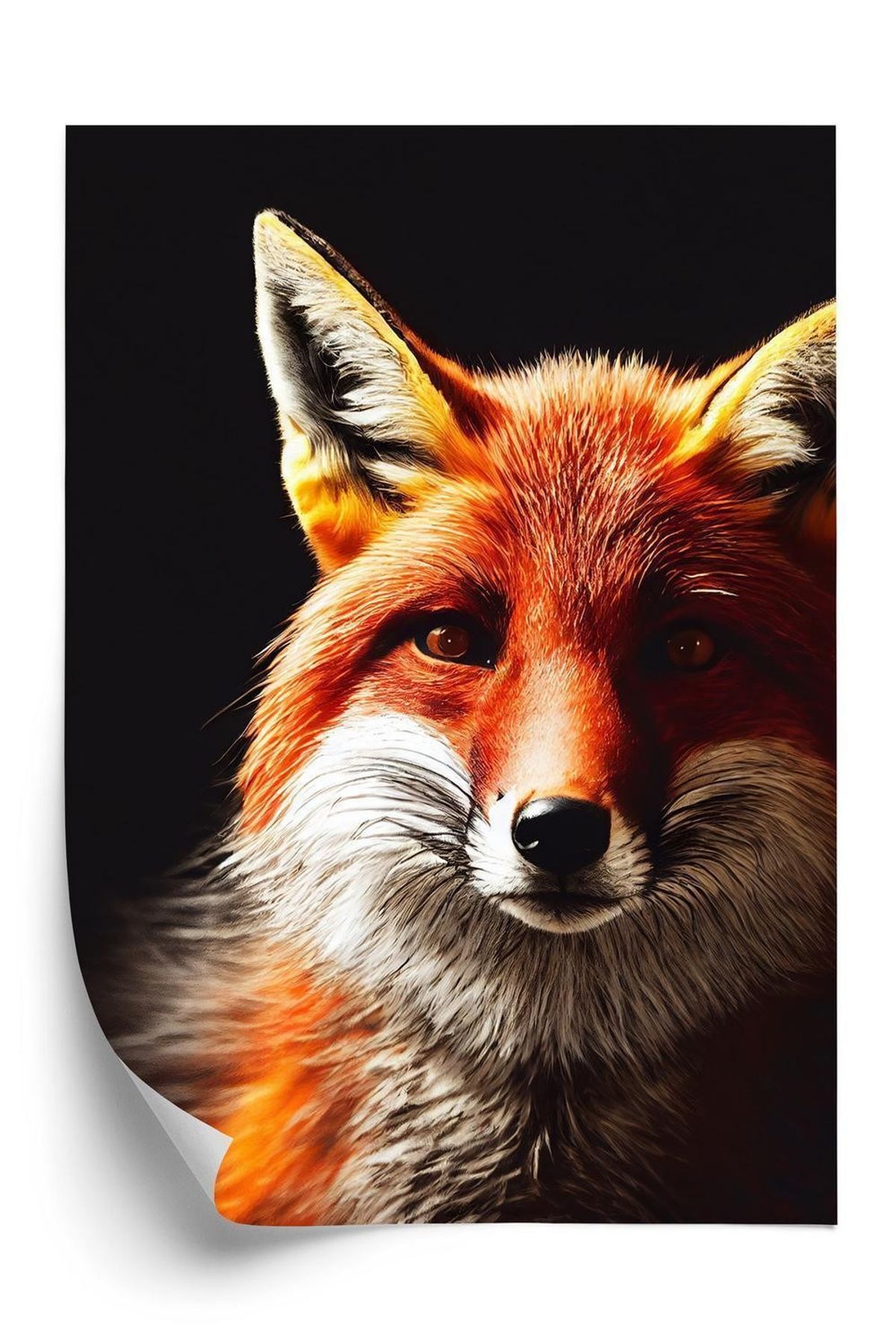 Plakat - Realistic fox portrait.