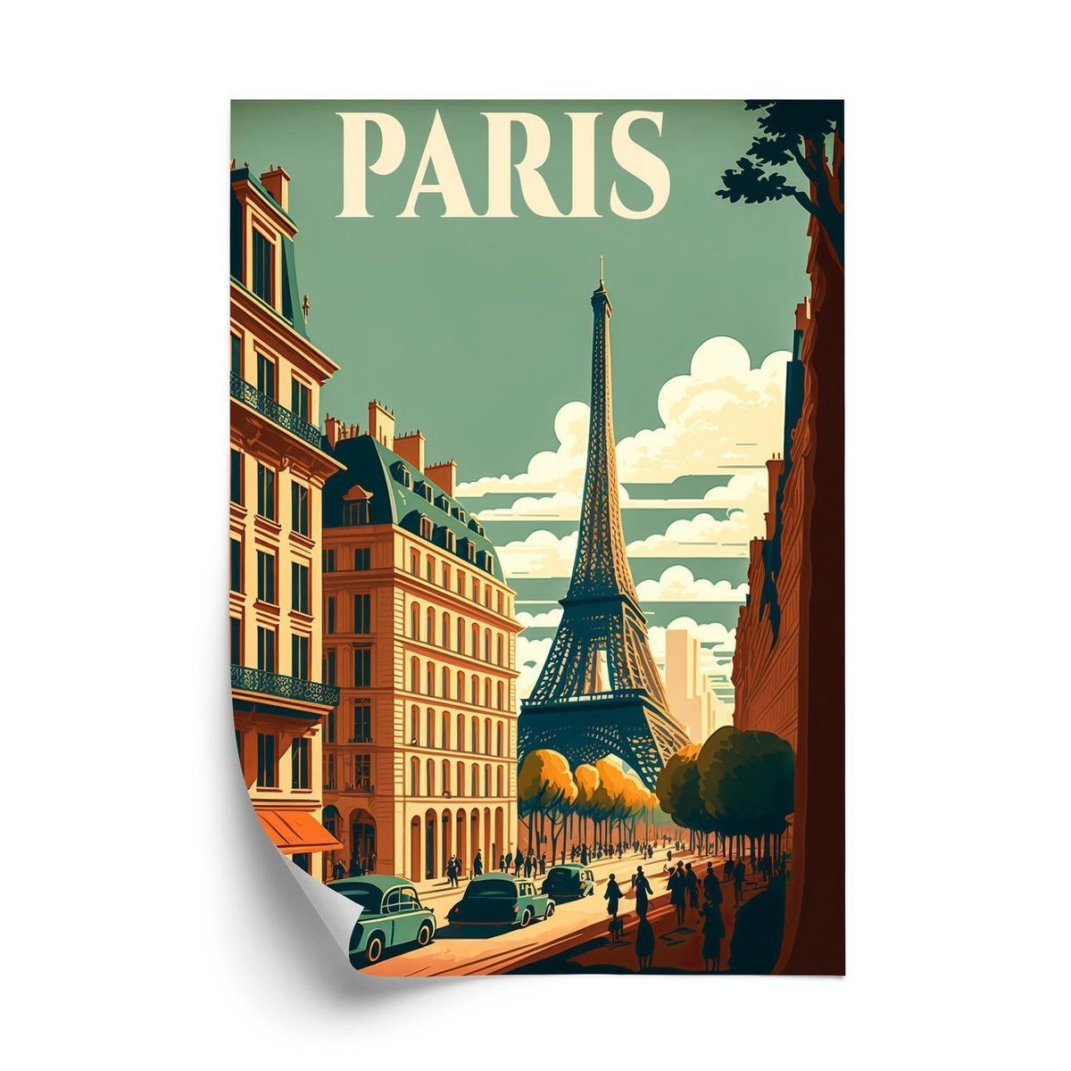 Plakat - Retro postkort fra paris