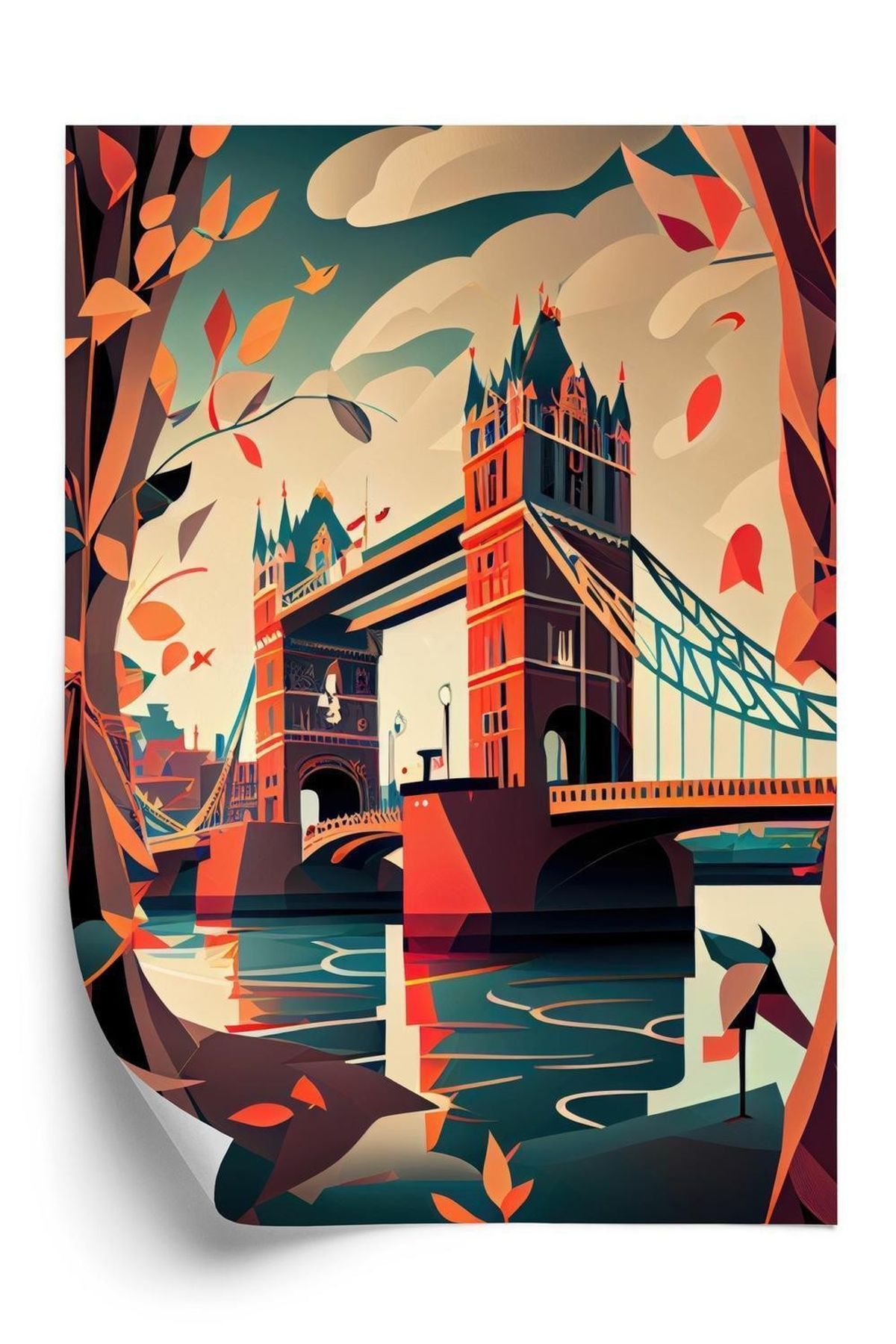 Plakat - Tower bridge abstrakt illustration