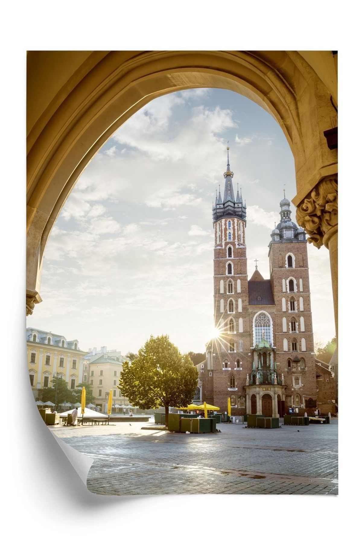 Plakat - Udsigt fra tøjsalen til st. marys church i krakow