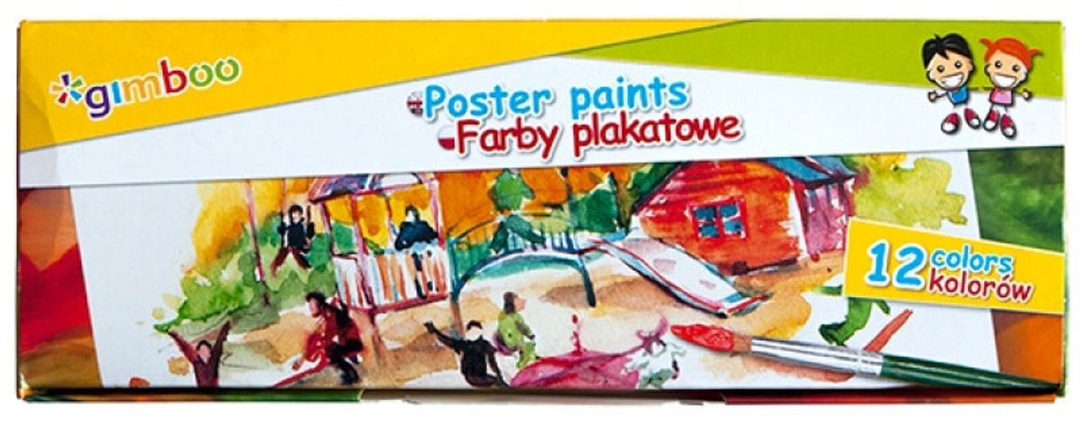 Plakatmaling GIMBOO 12x20ml Assorterede Farver.