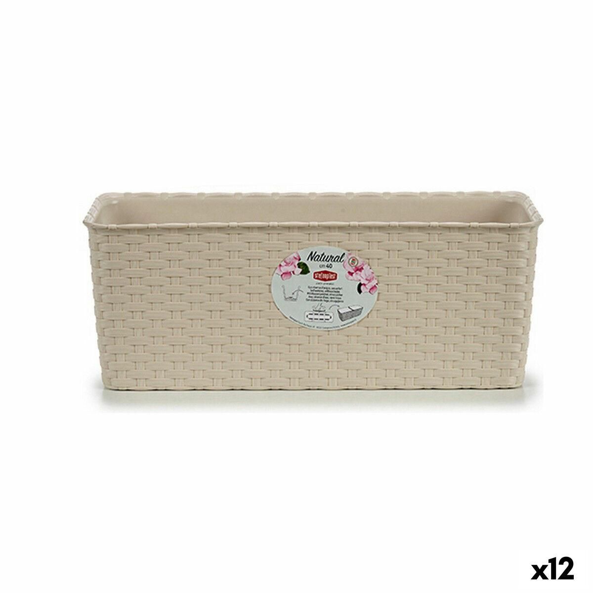 Plantekasse Stefanplast 15,5 x 13,5 x 38,5 cm Beige Plastik (12 enheder)