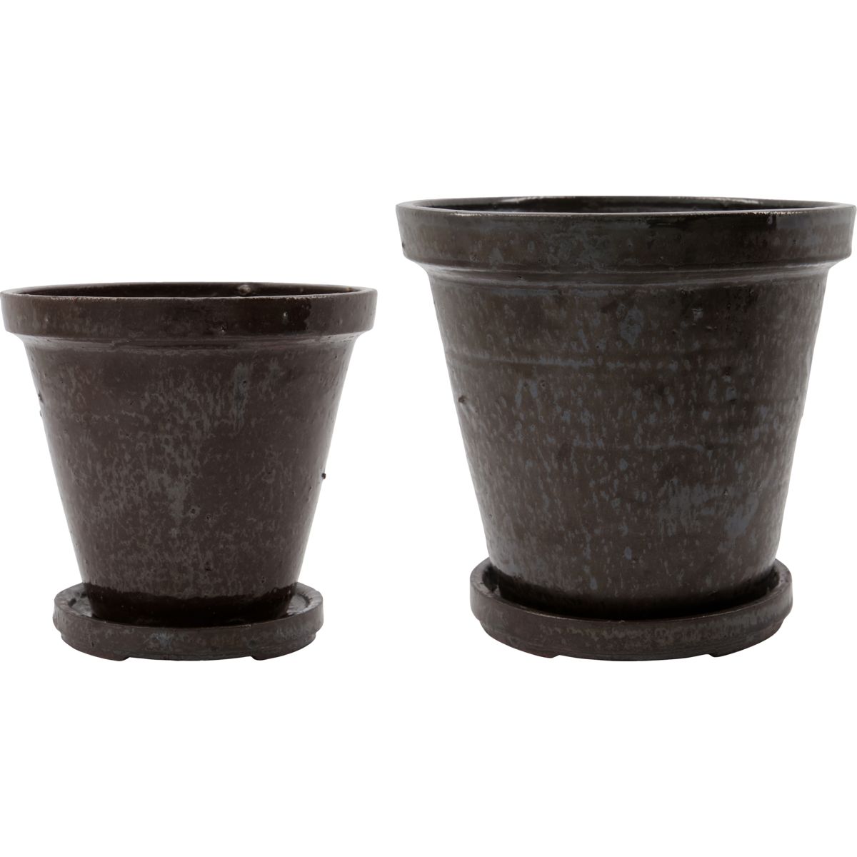 Planter w. saucer, HDFlower, Brown - Brown / Stoneware , Glaze