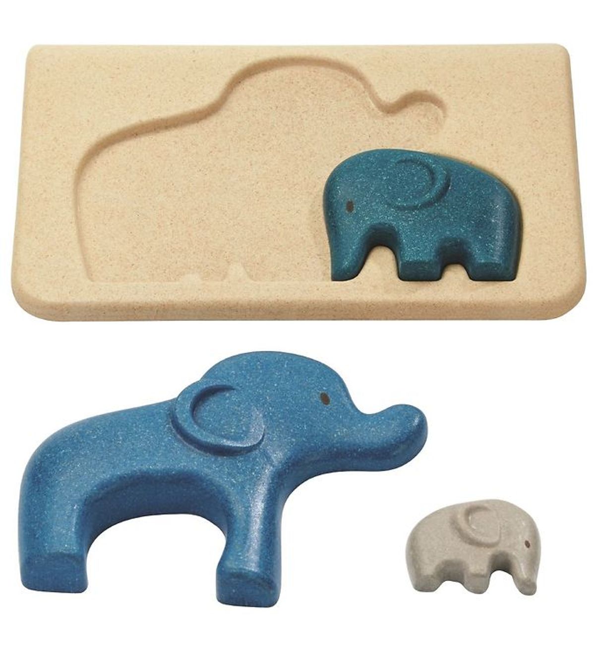 PlanToys Elefant Puslespil - Natur/Blå