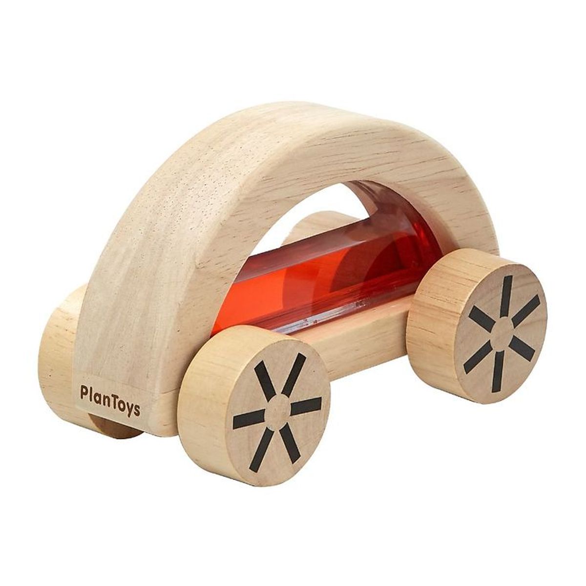 PlanToys Træbil - Natur/Rød