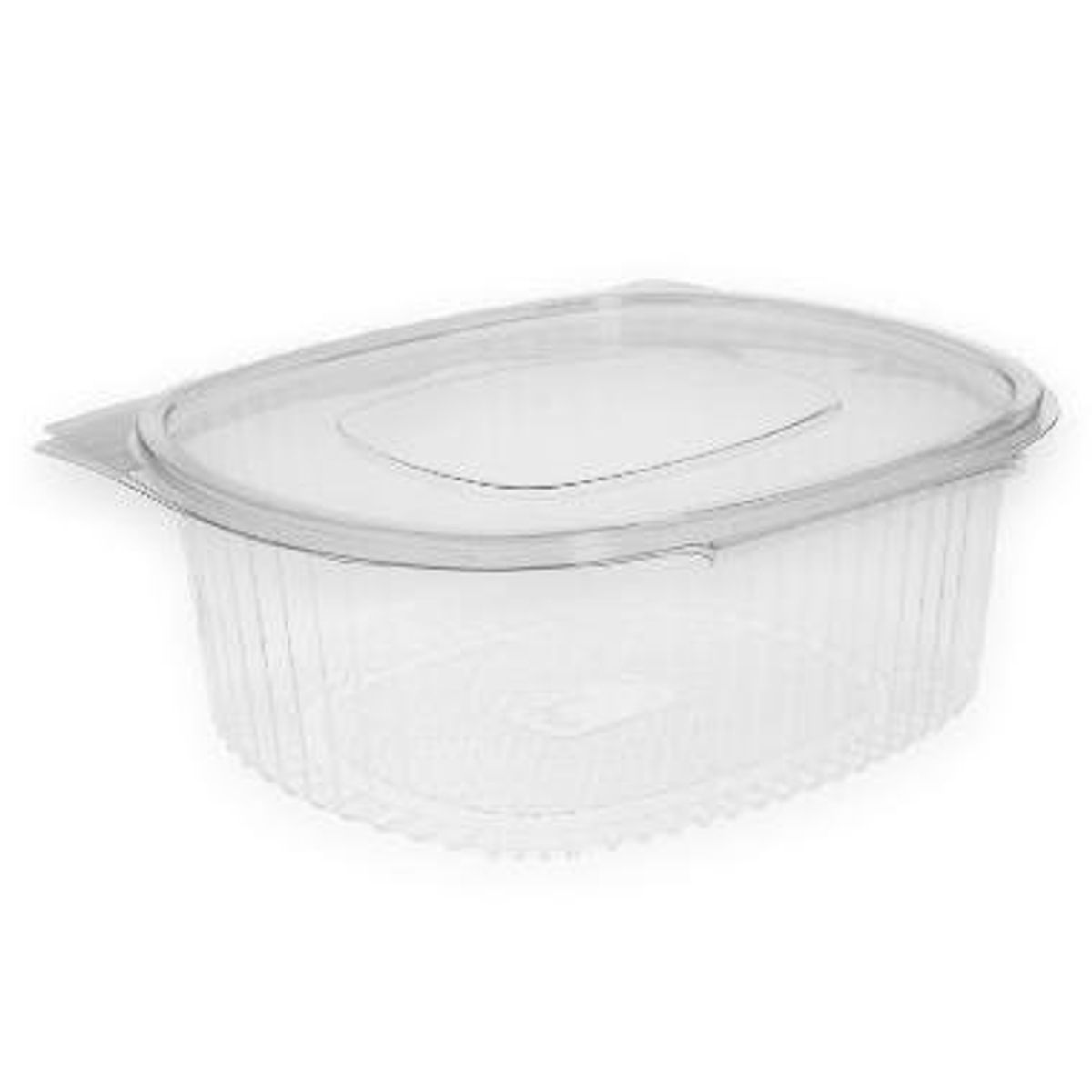 Plastbæger Verive 750 ml oval hængslet låg 172x144x62 mm RPET Klar