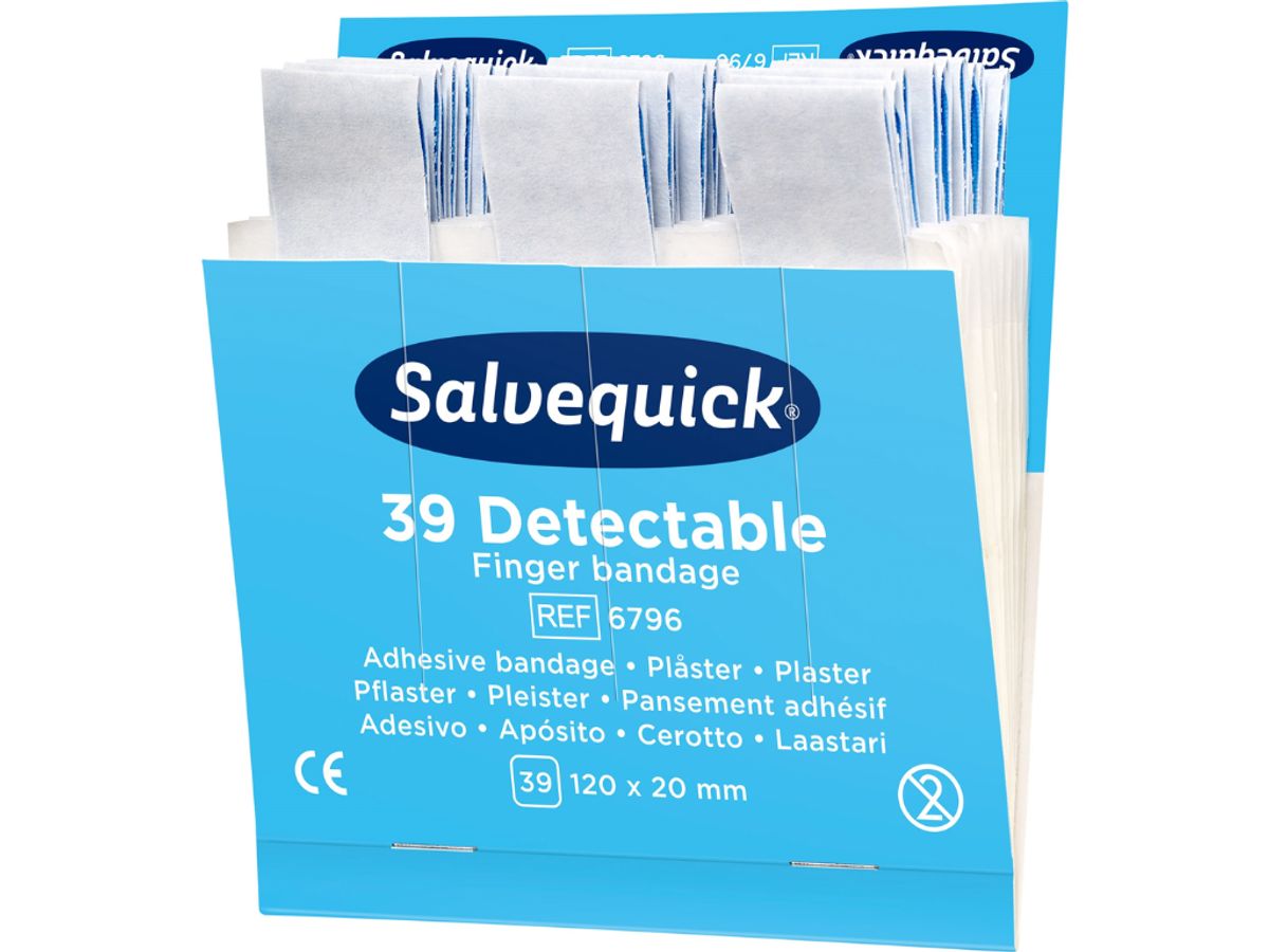 Plaster Ekstra Lange blå Refill Salvequick 39 stk