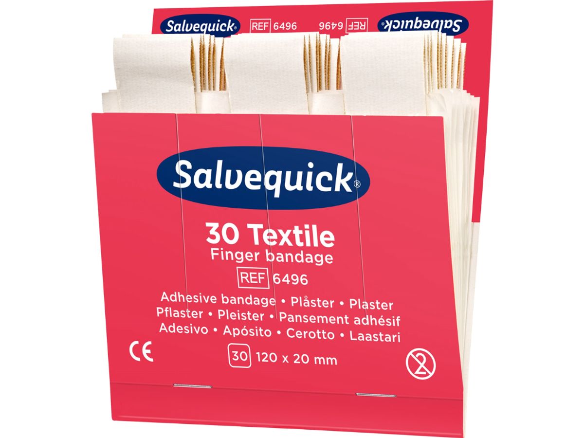 Plaster Textil Ekstra Lange Refill Salvequick 30 stk