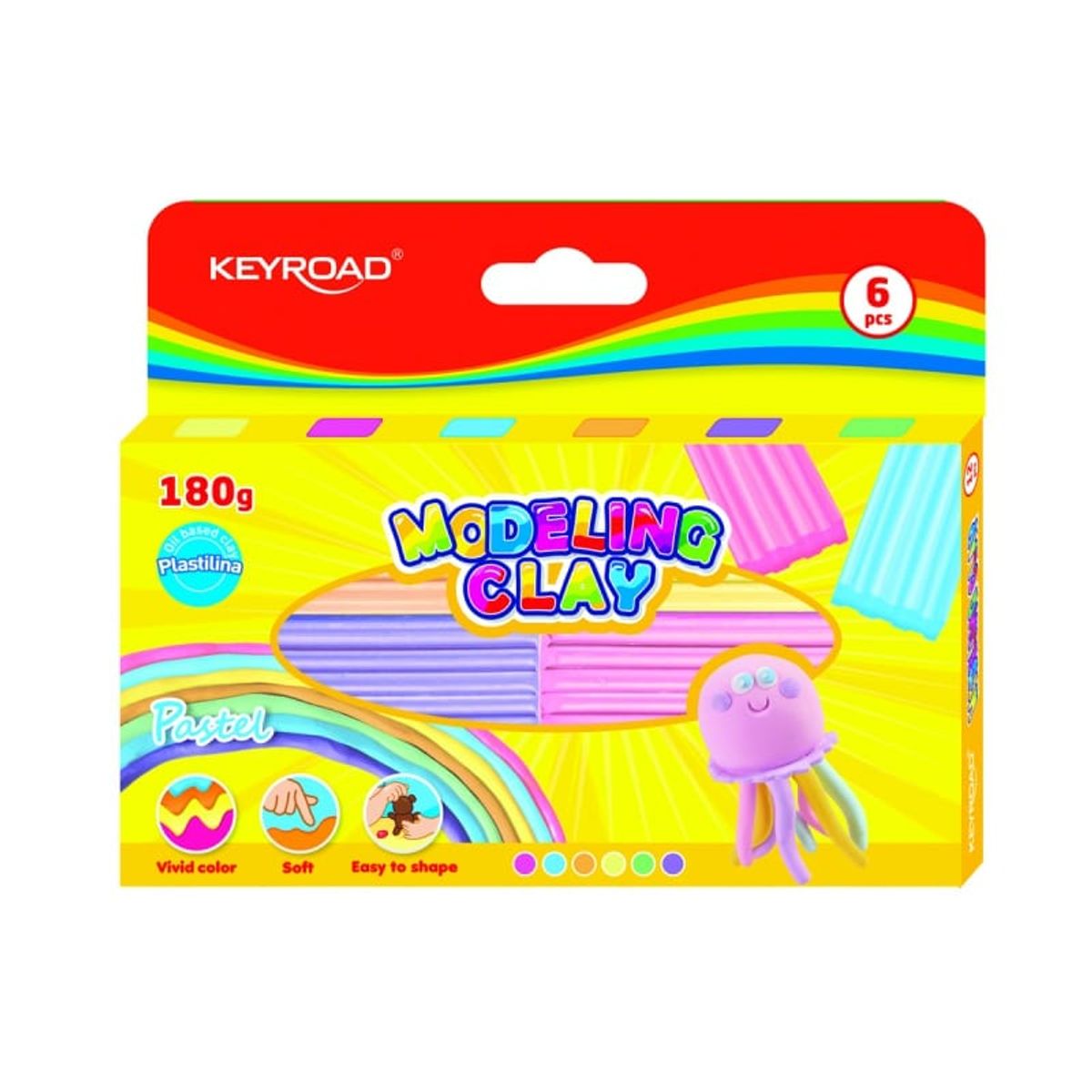 Plasticine KEYROAD Wave Pastel Farver 30g.