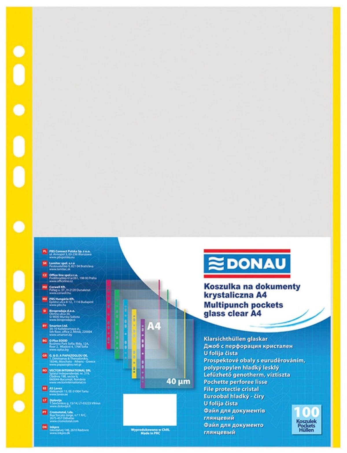 Plastlommer A4 40 micron gul ryg.