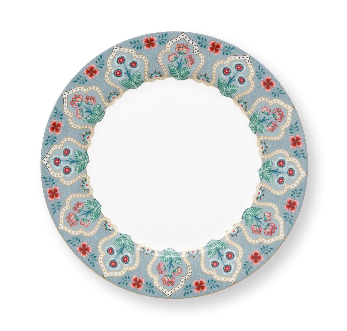 Plate Flower Festival Scallop Red-Light Blue 26.5cm