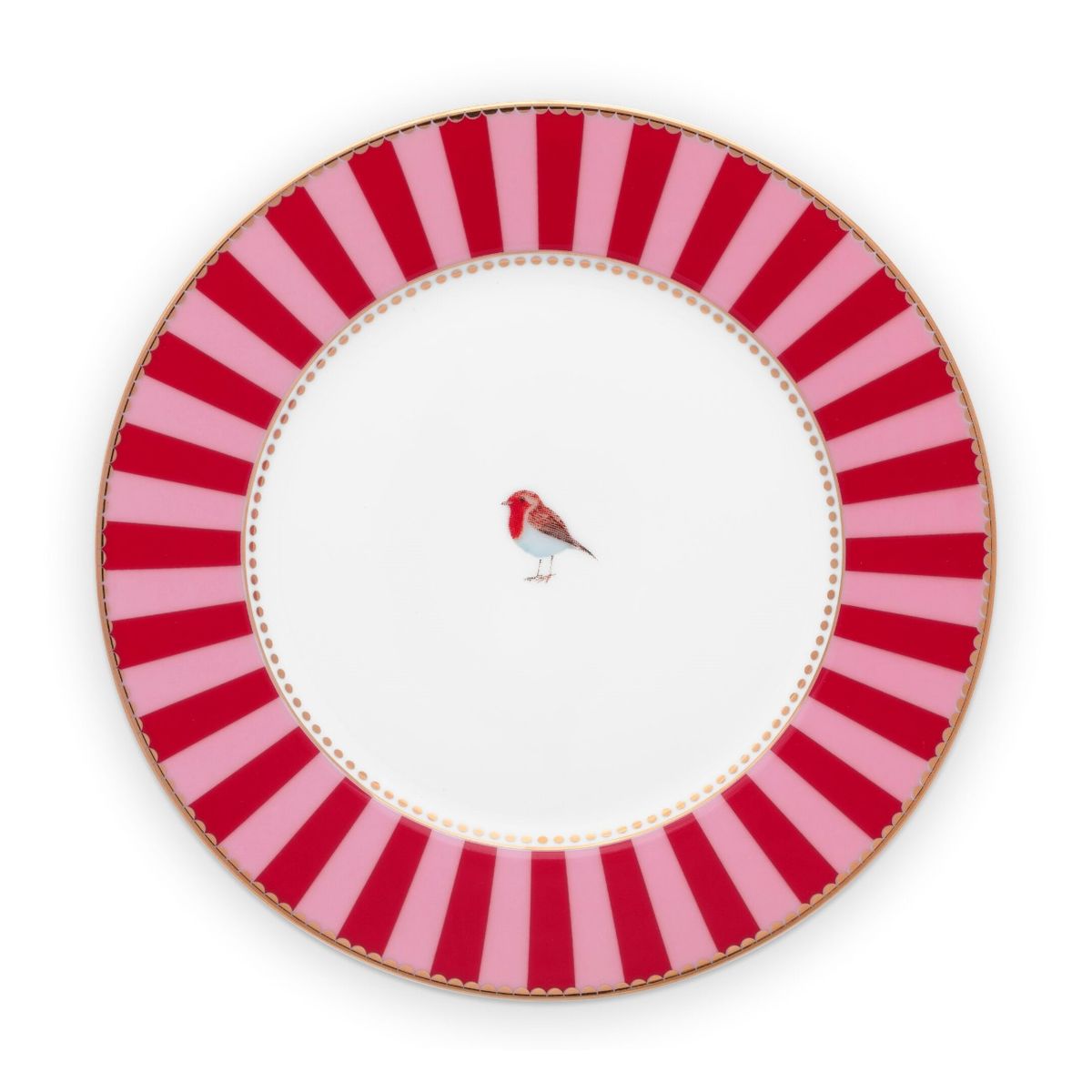 Plate Love Birds Stripes Red-Pink 17cm