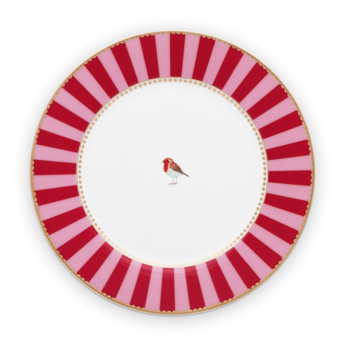 Plate Love Birds Stripes Red-Pink 21cm