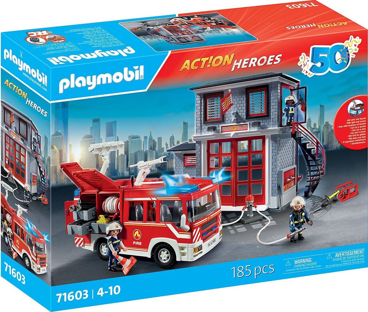 Playmobil Action Heroes - Brandstation Og Bil Legesæt - 71603