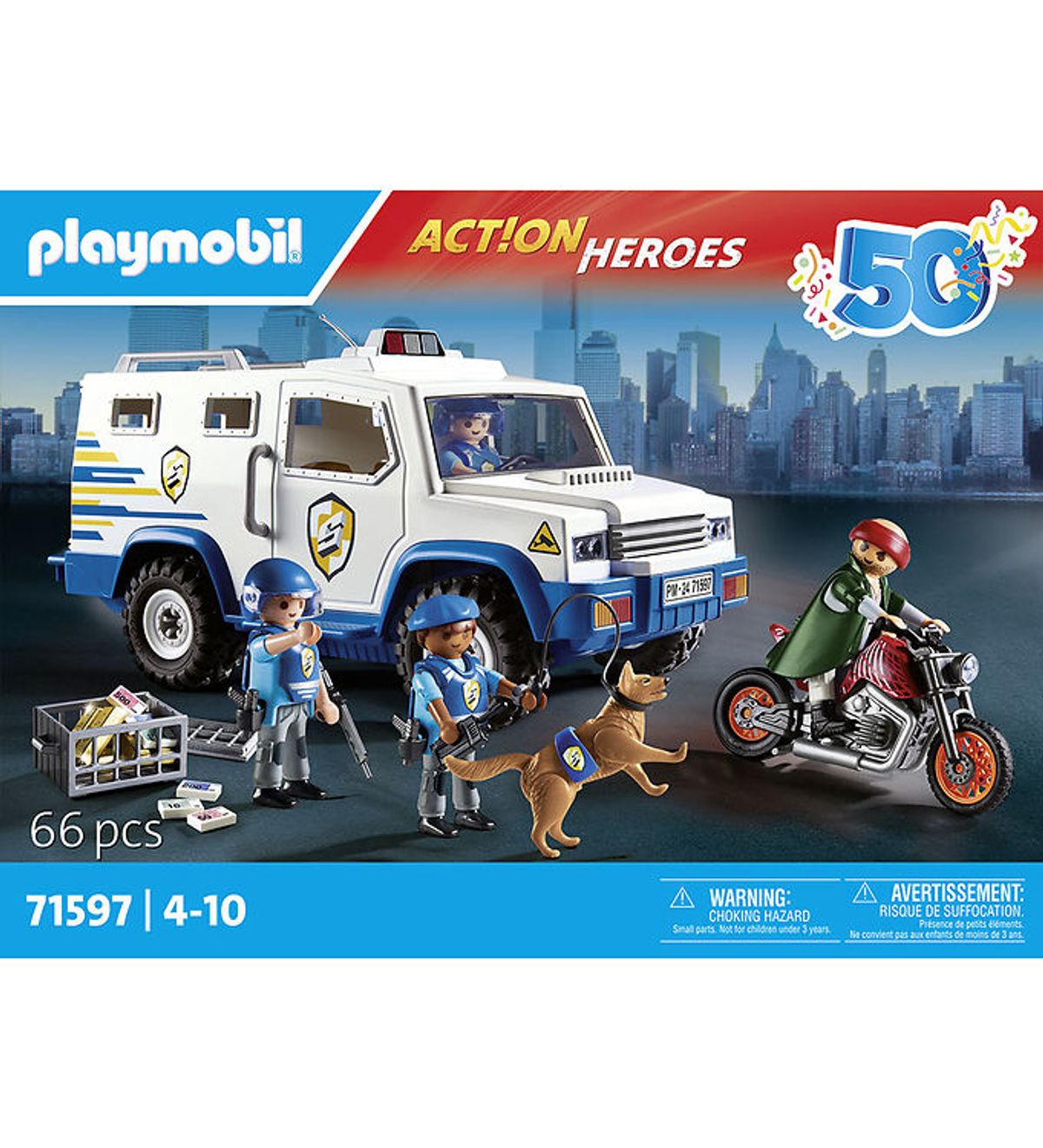 Playmobil Action Heroes - Politi-pengetransporter - 71597 - 66 D