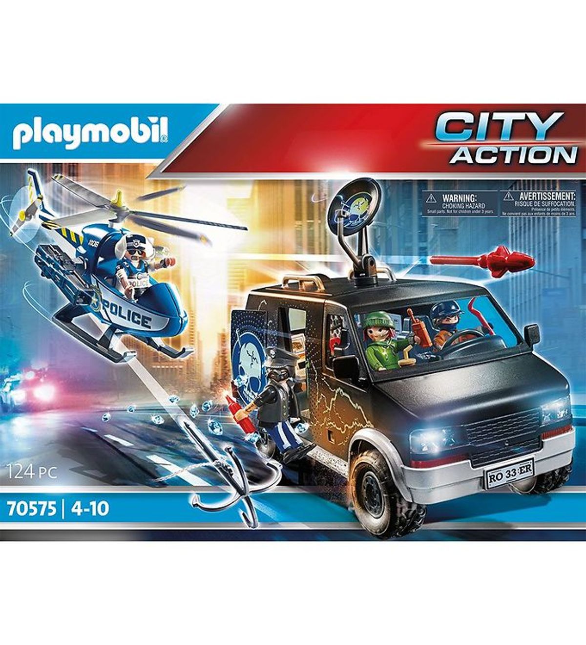 Playmobil City Action - Politihelikopter: Forfølgelse Af Flugtbi