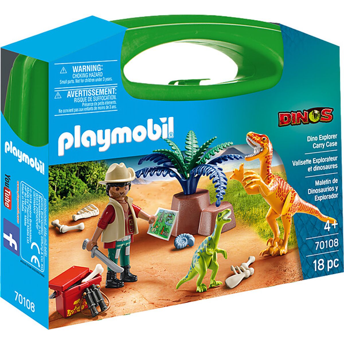 Playmobil Dinos - Dinosaur Udforsker Sæt Med Kuffert - 70108