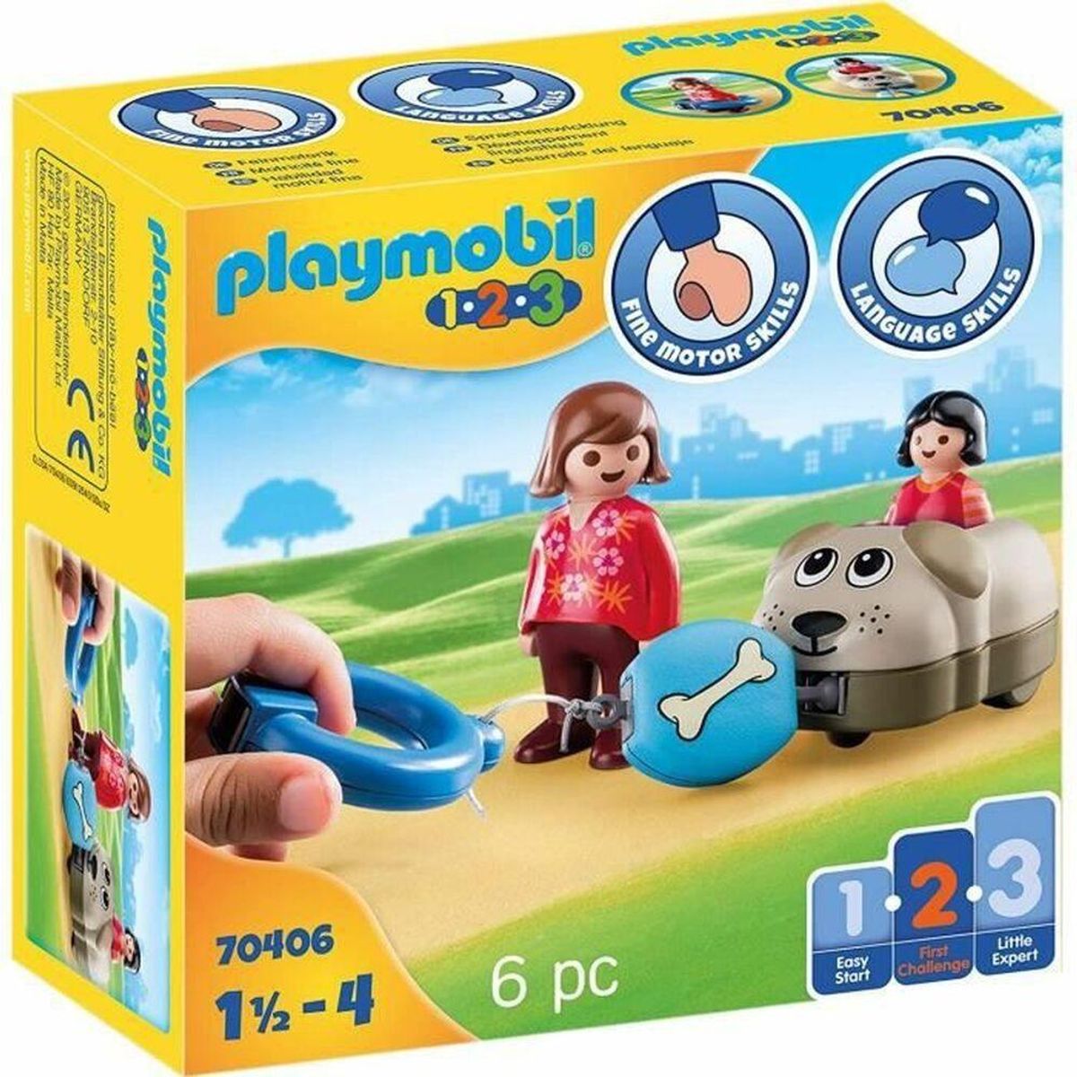 Playset Playmobil 1.2.3 Hund Drenge 70406 (6 stk)