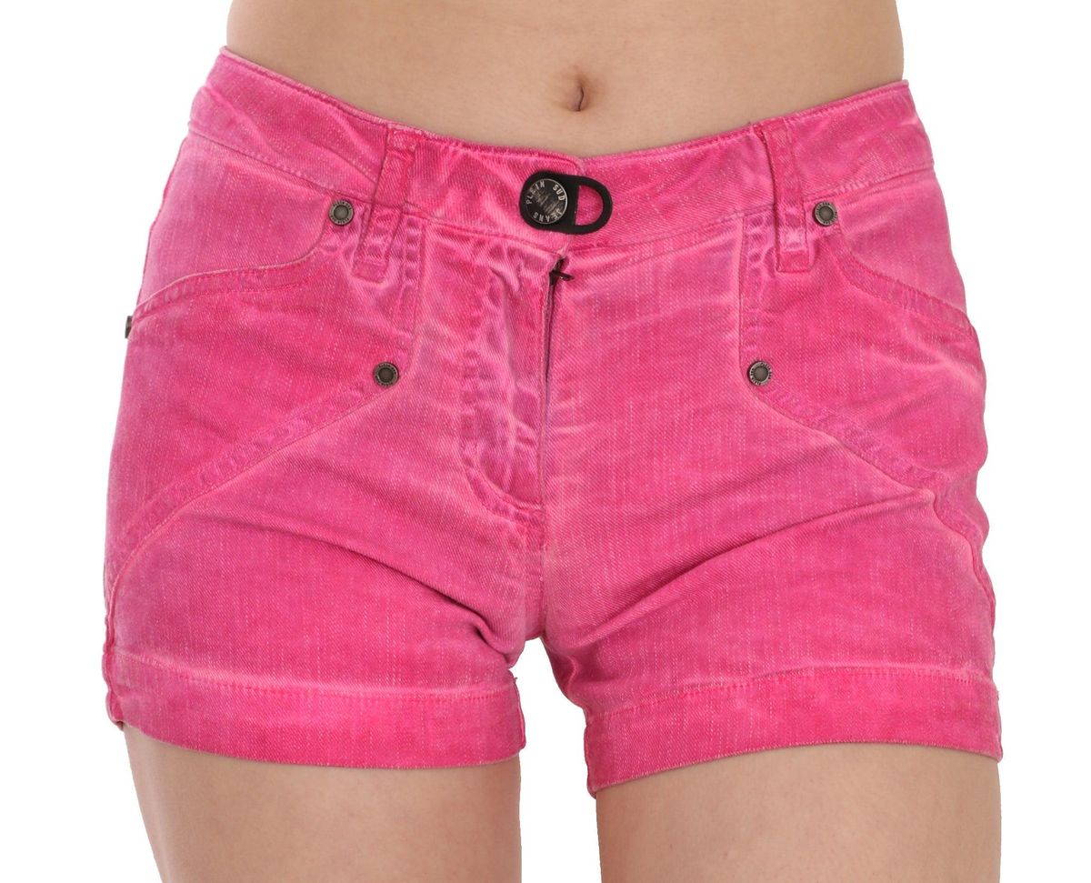 PLEIN SUD Chic Pink Mid Waist Mini Shorts