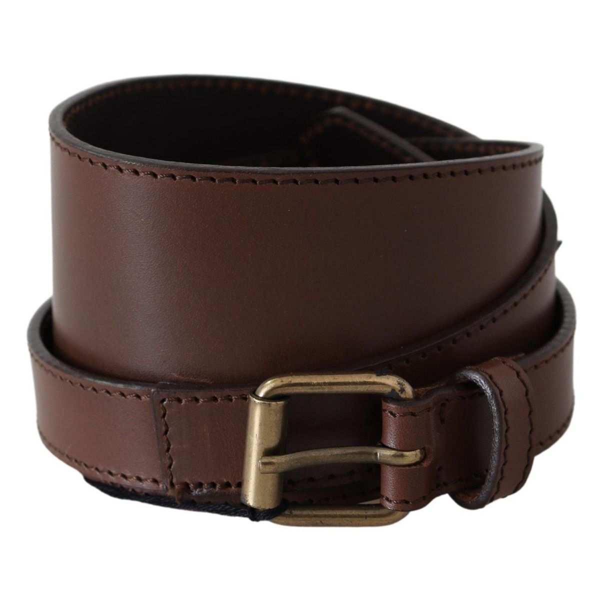 PLEIN SUD Elegant Rustic Gold-Tone Leather Belt