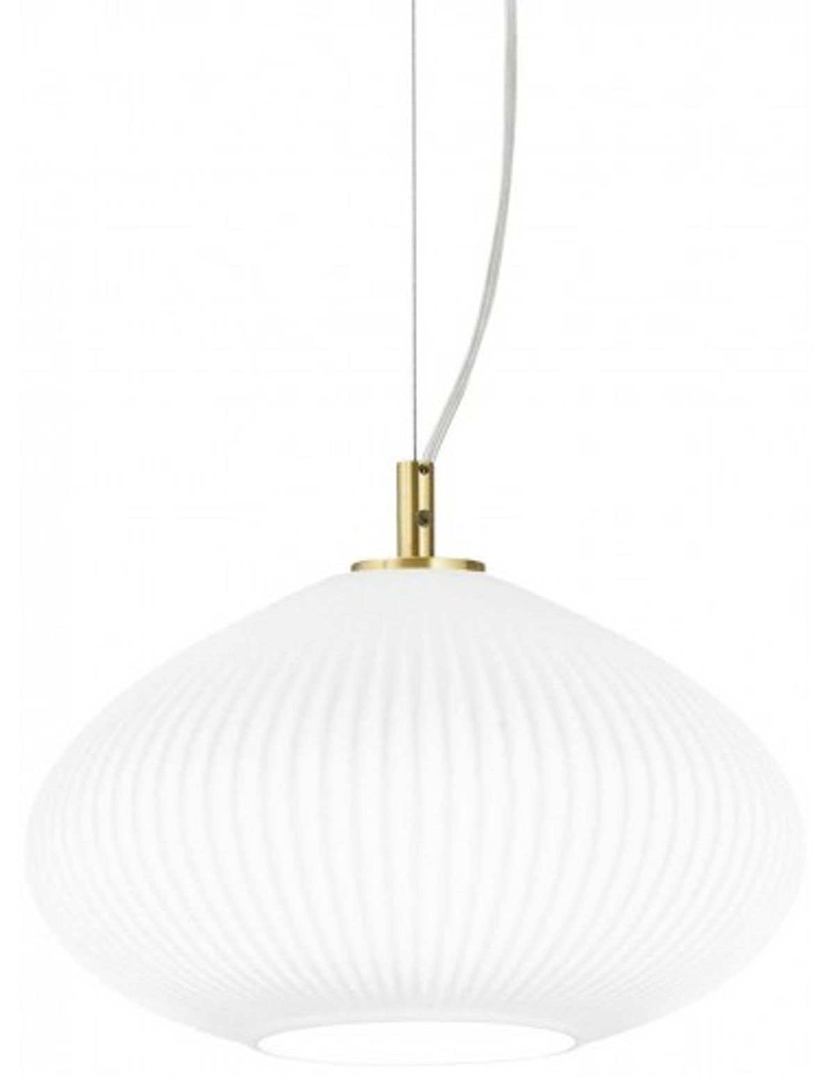 PLISSE Loftlampe i glas og metal Ø25 cm 1 x E27 - Satineret messing/Hvid