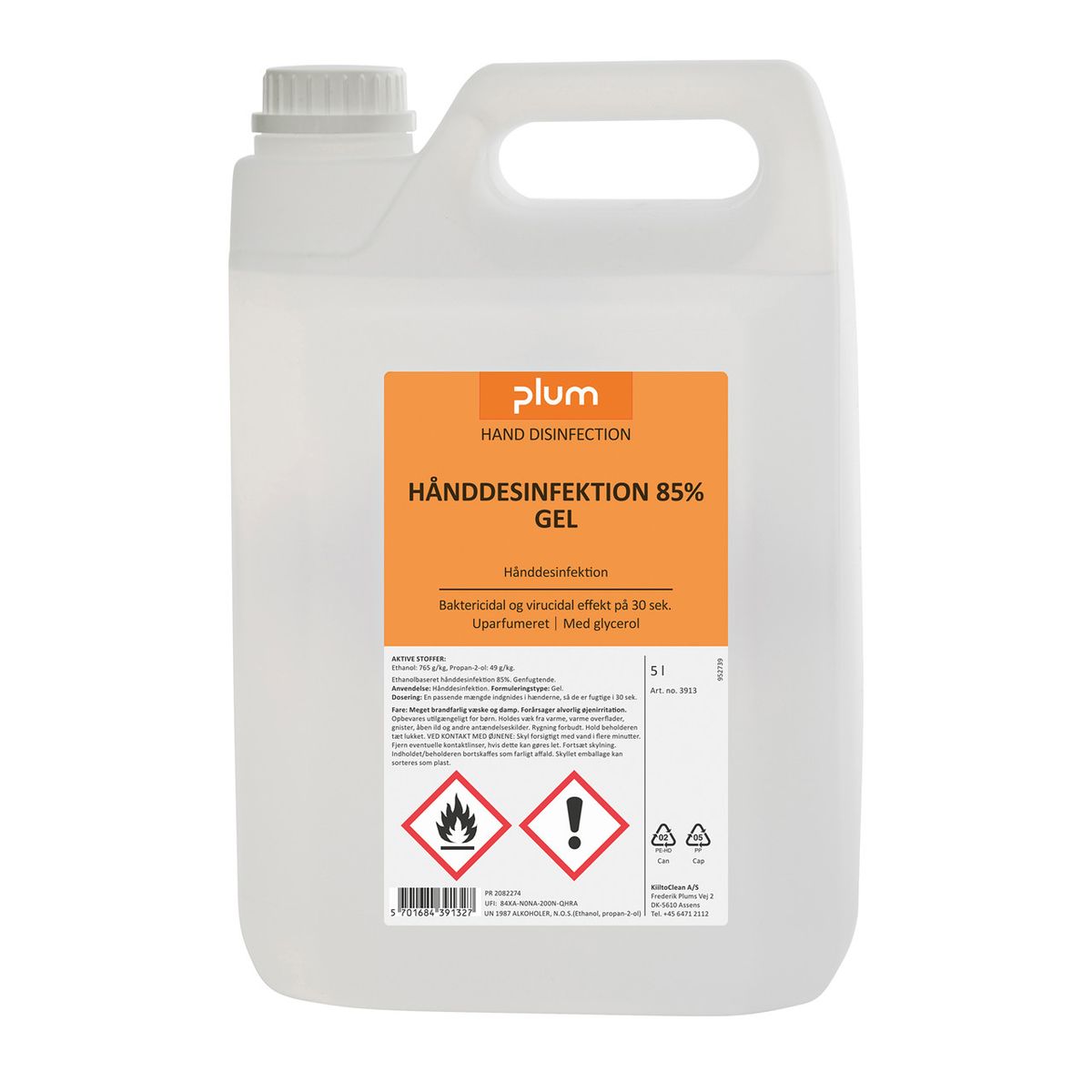 Plum hånddesinfektion gel - 85%, 5 liter