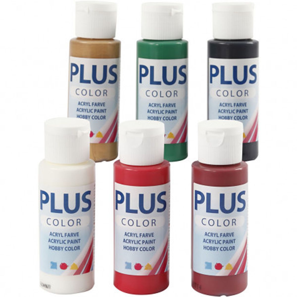 Plus Color hobbymaling, julefarver, 6x60ml