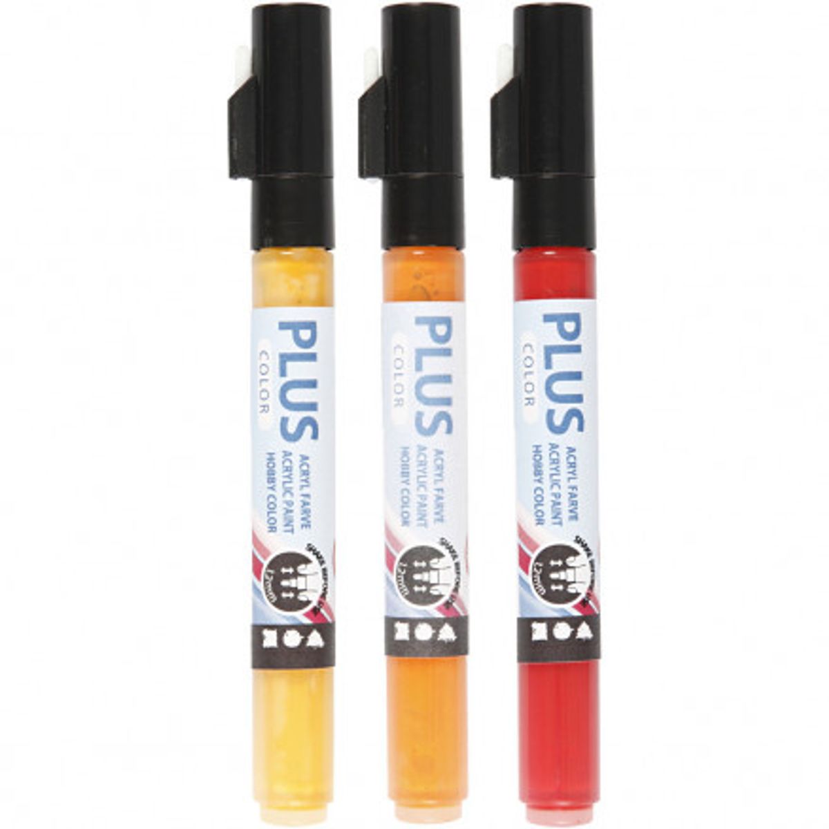 Plus Color Tusch, 5,5 ml, L: 14,5 cm, streg 1-2 mm, 3 stk./ 1 pk.