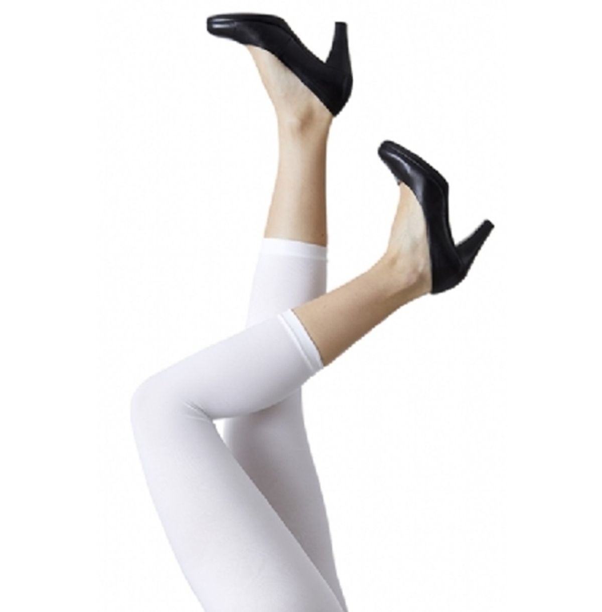 Plus size 3/4 Leggings i Hvid - Amelie White Festival96120