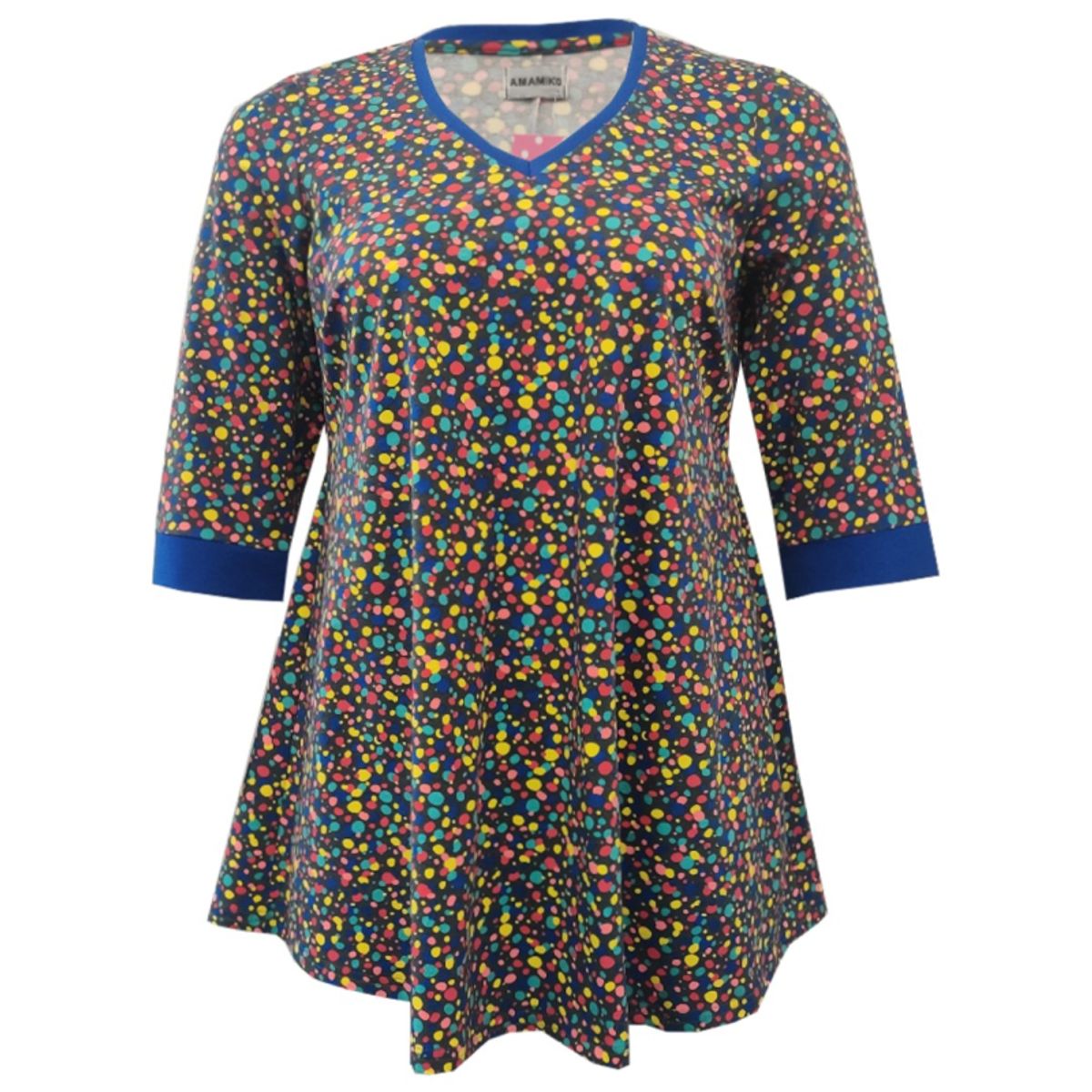 Plus size bluse - Sakura Grey Multi Dot