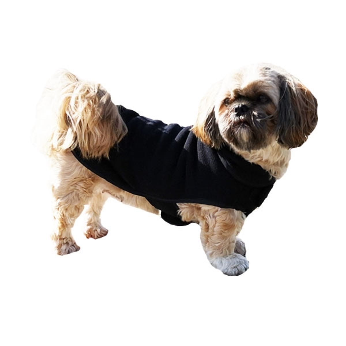 Polar fleece hundejakke sort-Ryg 51 cm