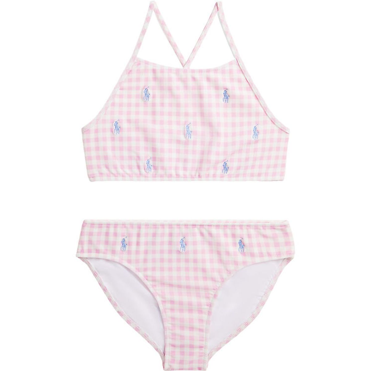 Polo Ralph Lauren Bikini - Pink/Hvidternet m. Logoer