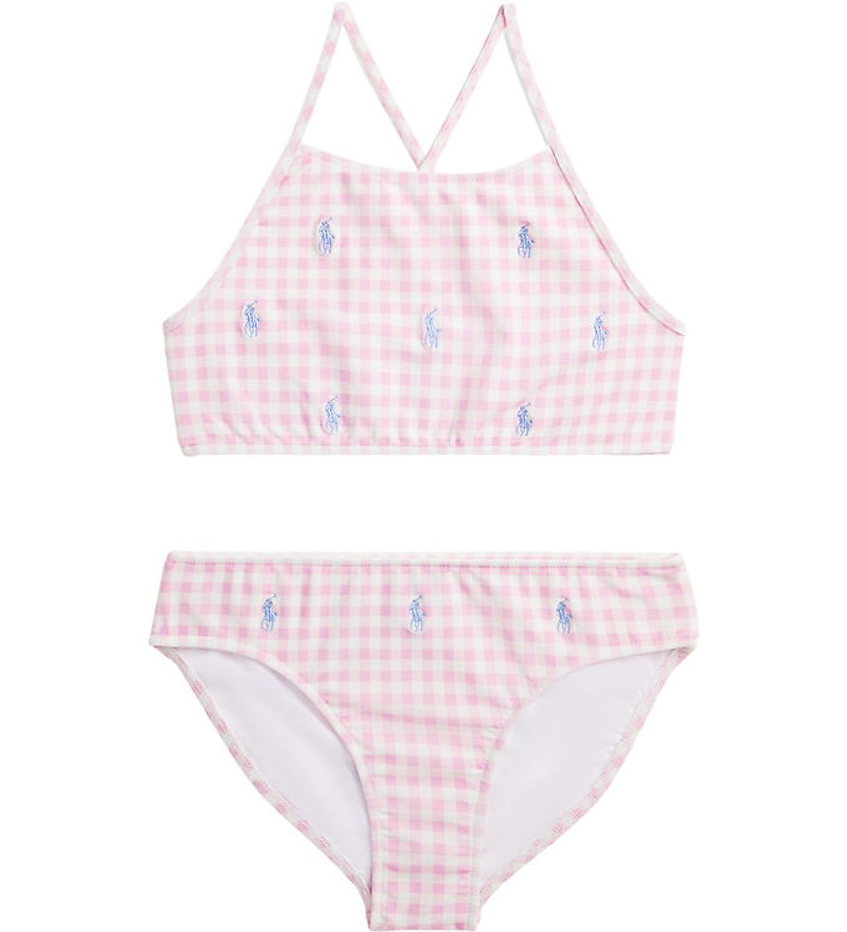 Polo Ralph Lauren Bikini - Pink/Hvidternet m. Logoer