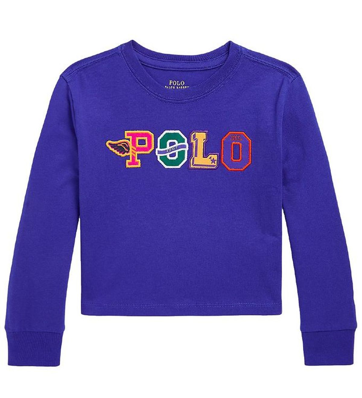 Polo Ralph Lauren Bluse - Cropped - Blå m. Tekst