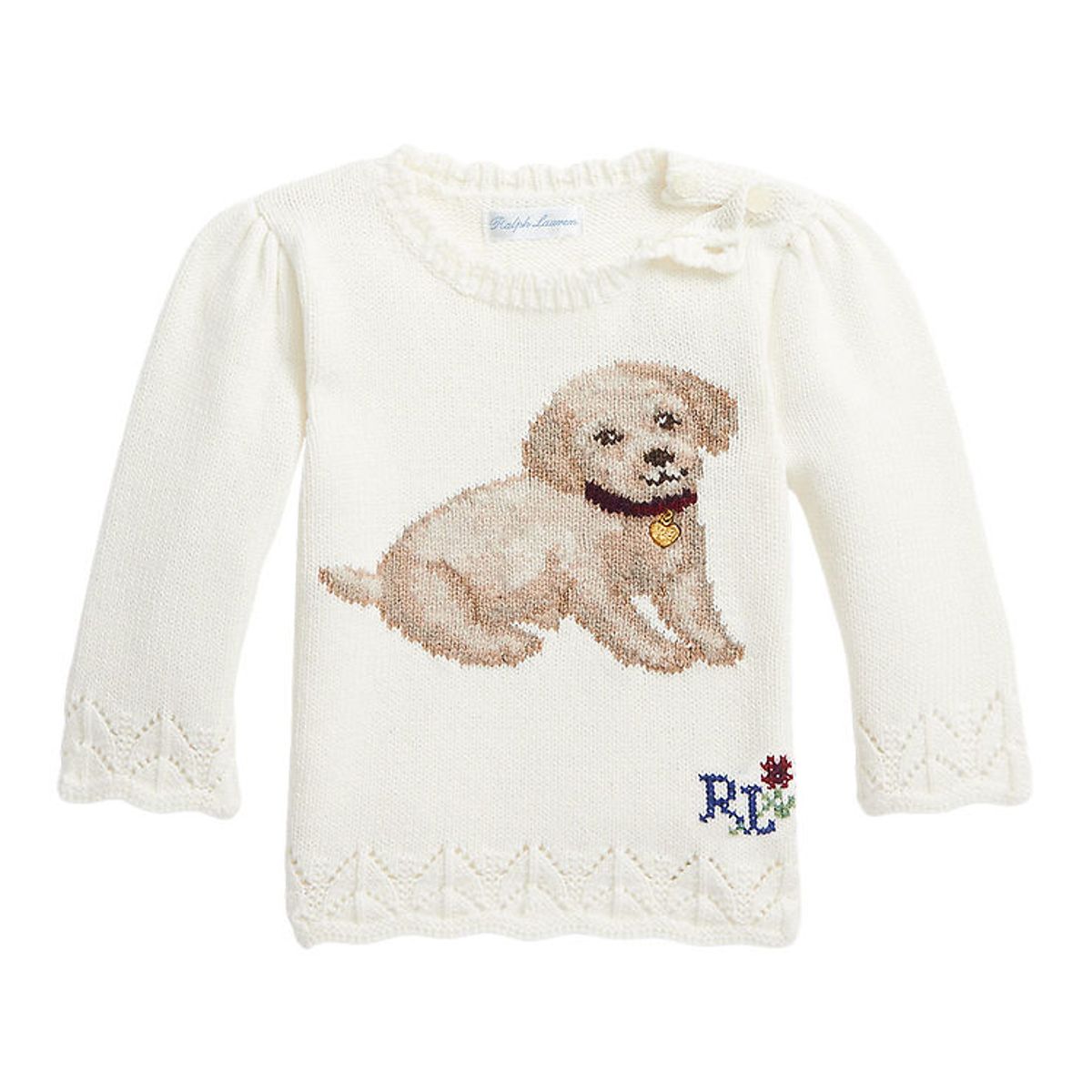 Polo Ralph Lauren Bluse - Strik - Cream m. Hund